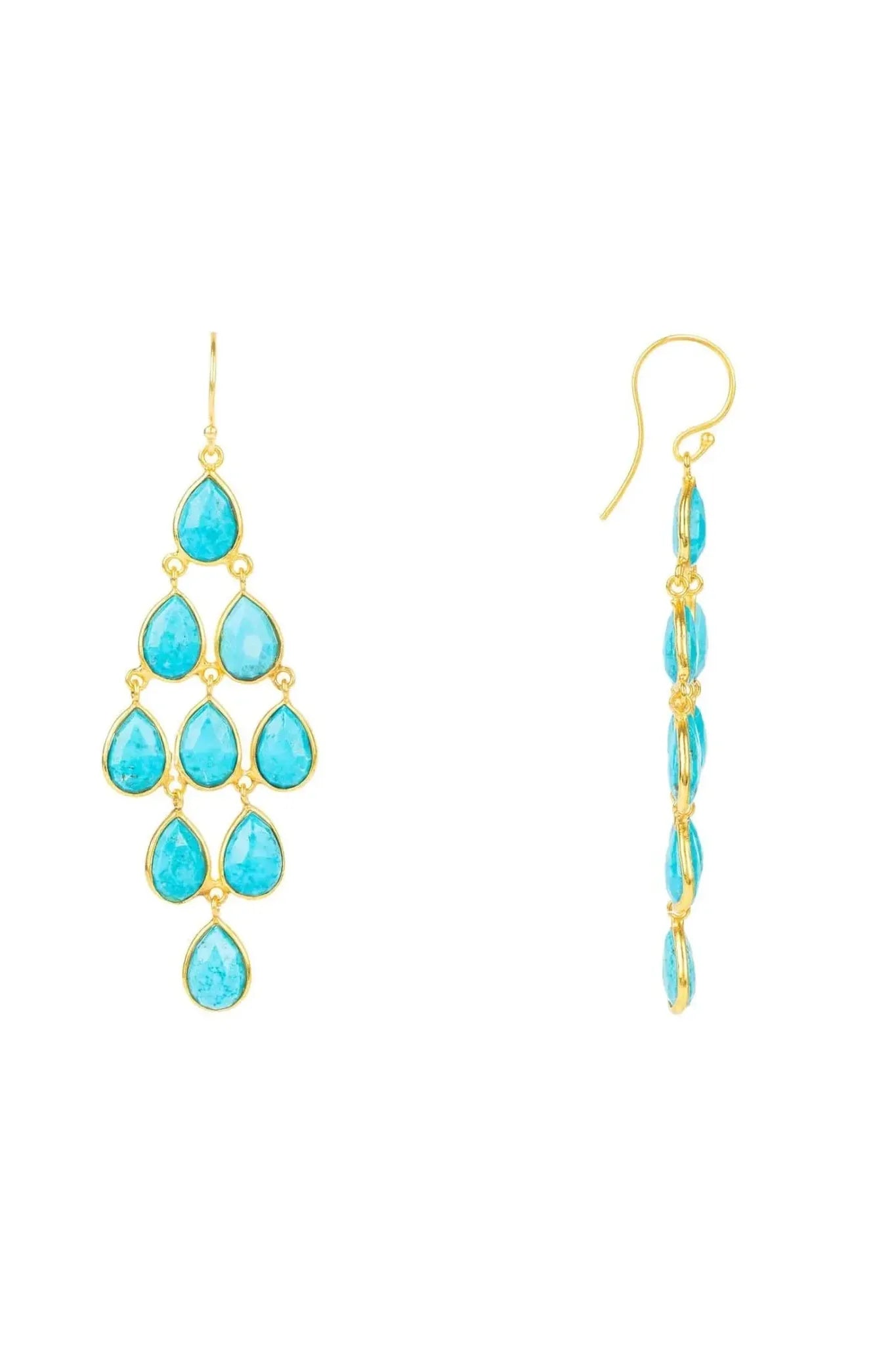 Erviola Gemstone Cascade Earrings Gold Turquoise - LATELITA Earrings