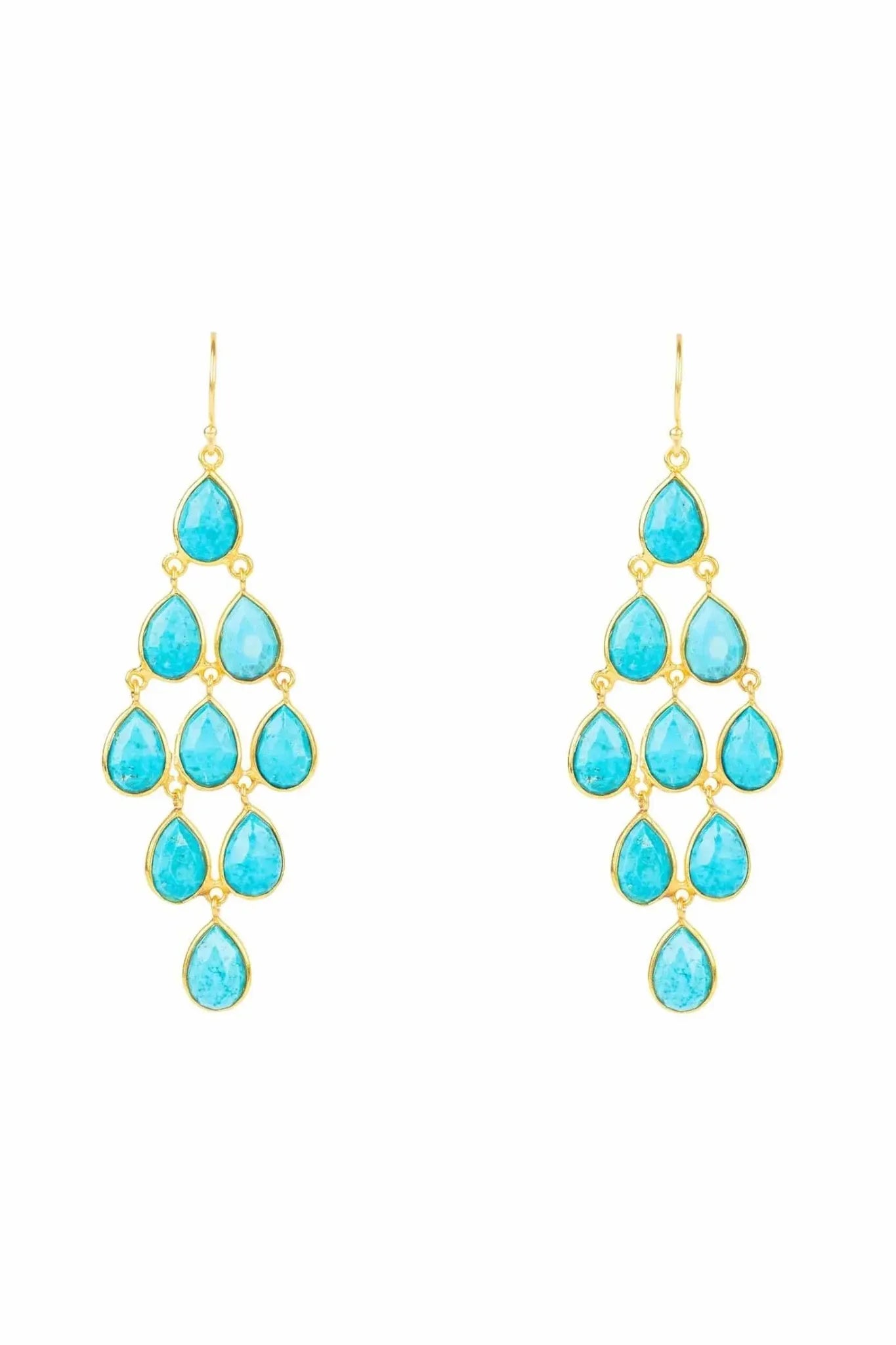 Erviola Gemstone Cascade Earrings Gold Turquoise - LATELITA Earrings