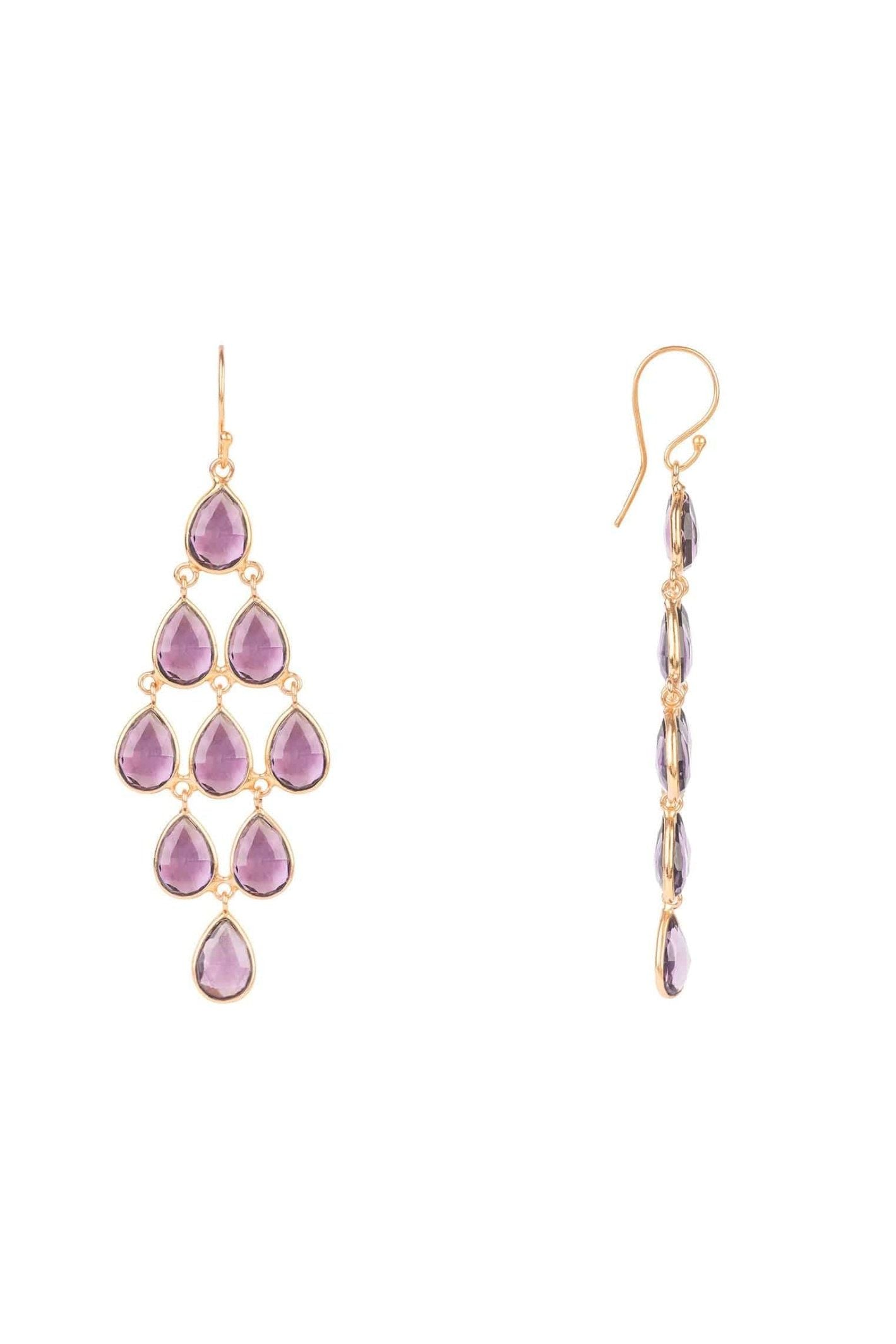 Erviola Gemstone Cascade Earrings Rose Gold Amethyst Hydro - LATELITA Earrings