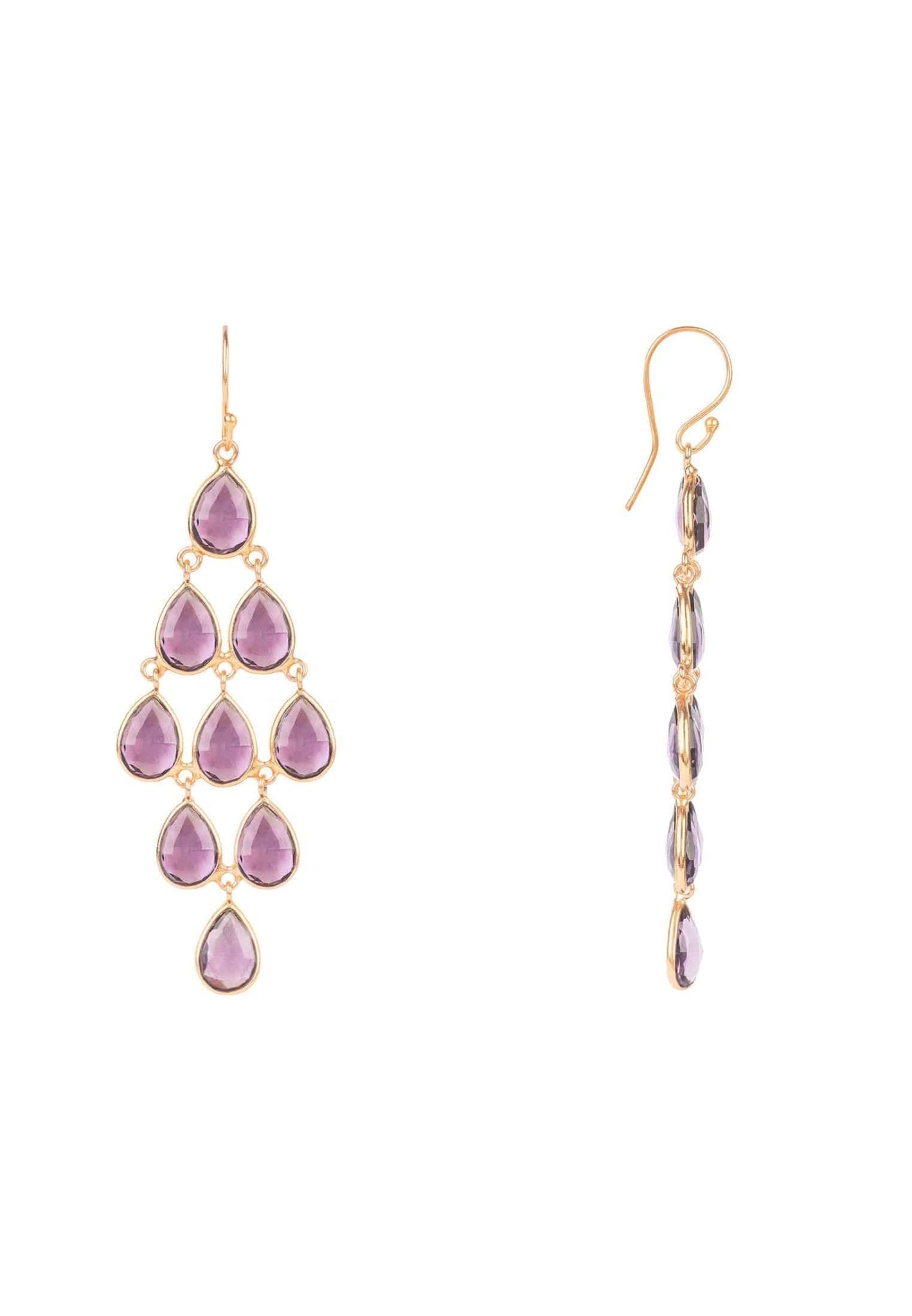 Erviola Gemstone Cascade Earrings Rose Gold Amethyst Hydro - LATELITA Earrings