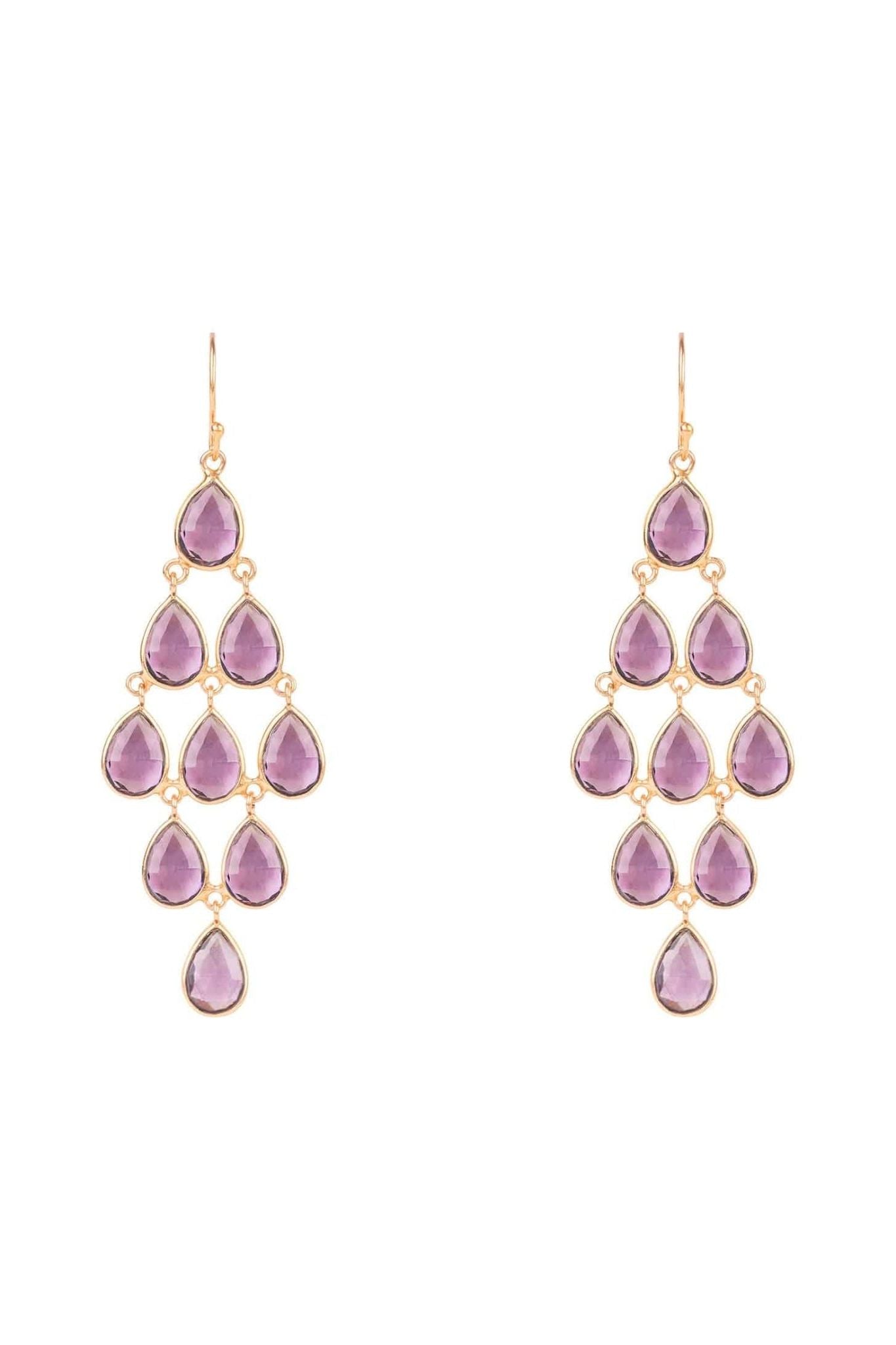 Erviola Gemstone Cascade Earrings Rose Gold Amethyst Hydro - LATELITA Earrings