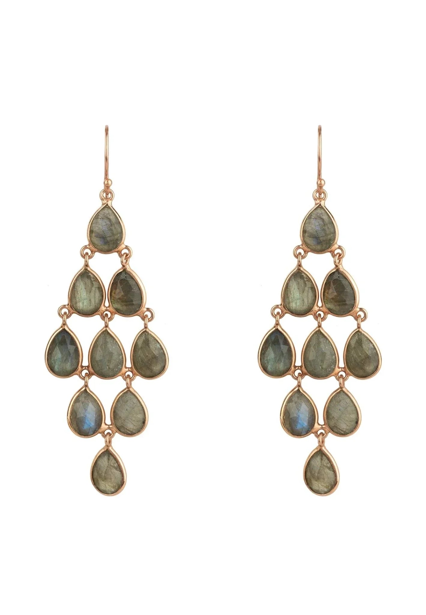 Erviola Gemstone Cascade Earrings Rose Gold Labradorite - LATELITA Earrings