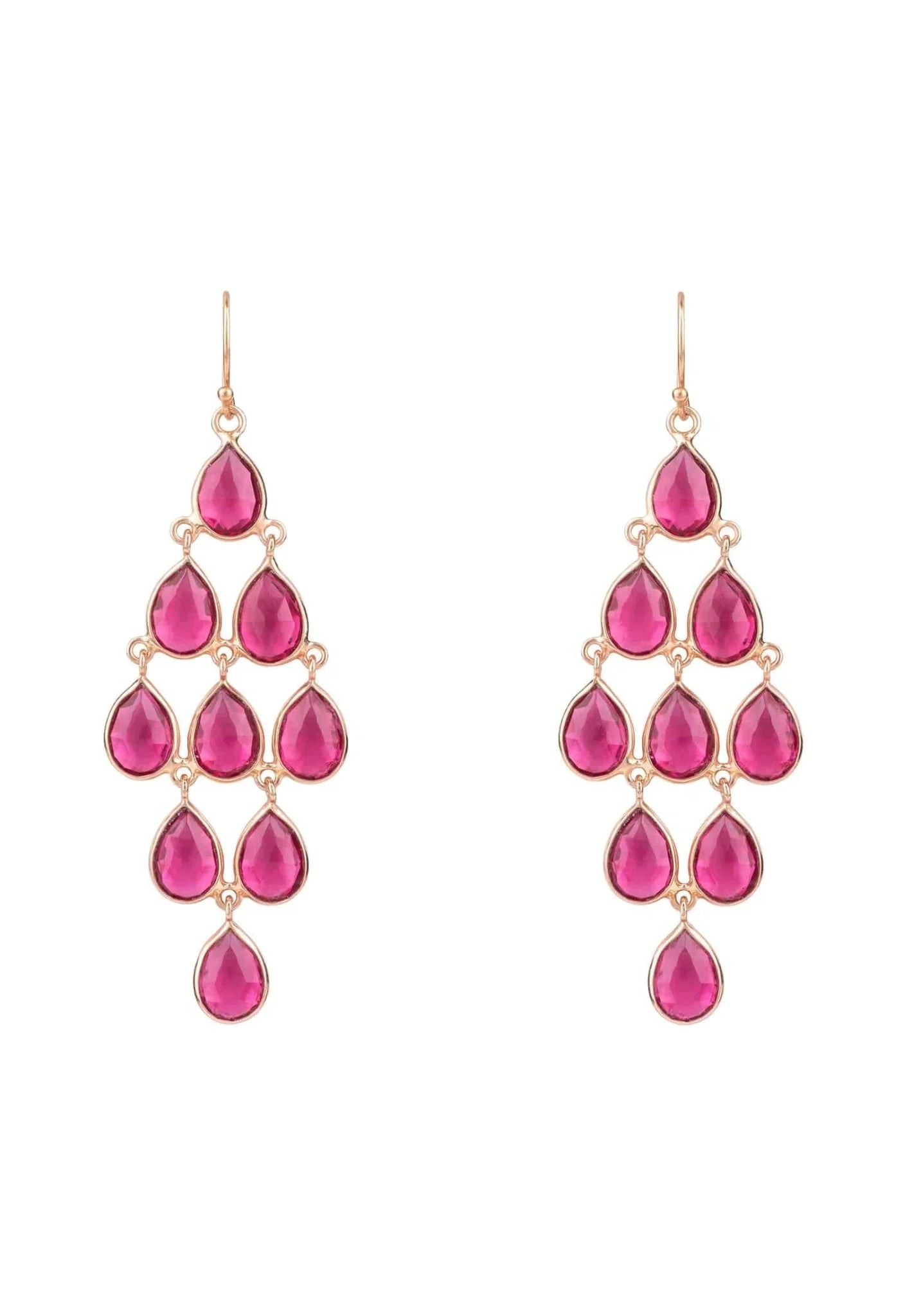 Erviola Gemstone Cascade Earrings Rose Gold Pink Tourmaline - LATELITA Earrings