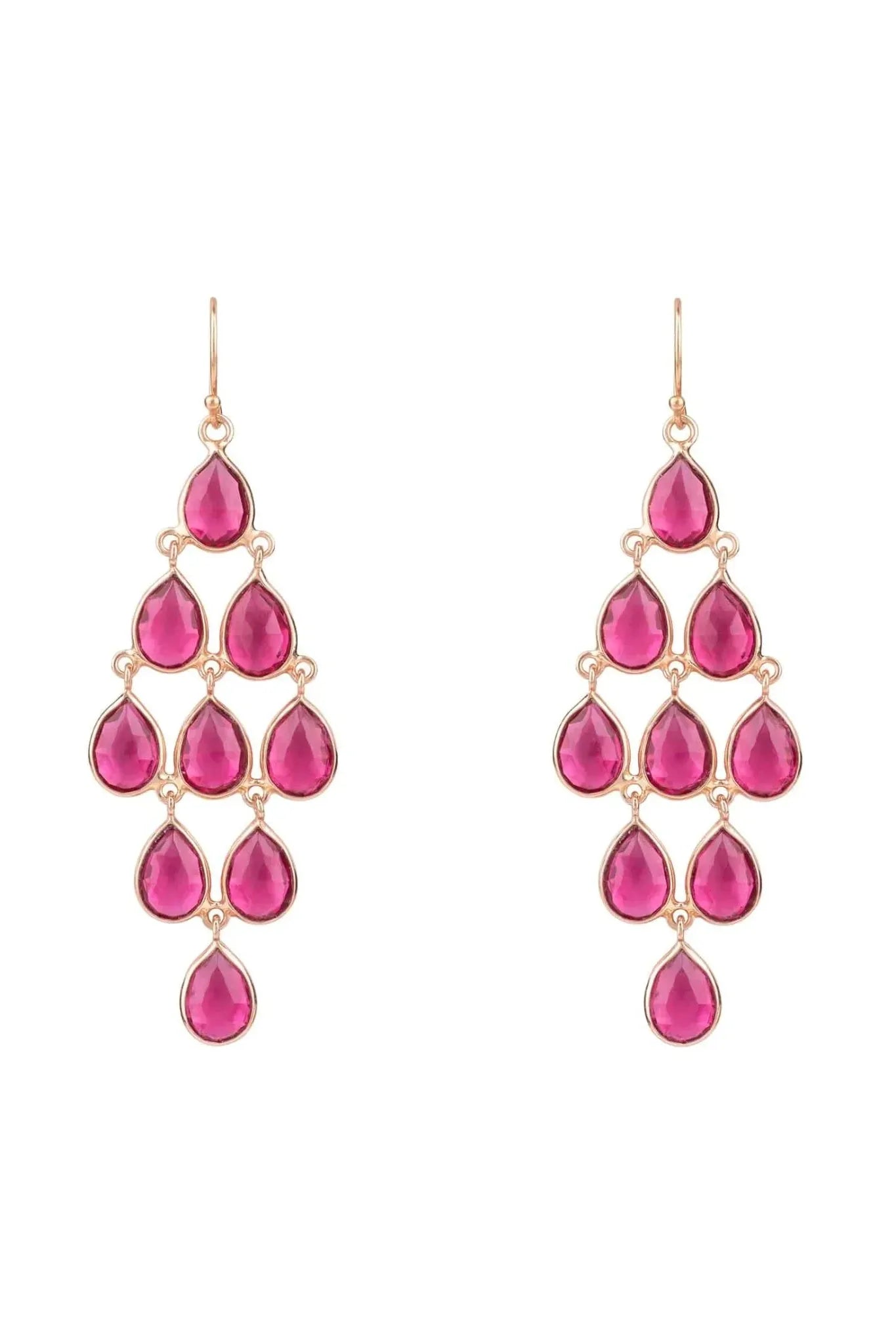 Erviola Gemstone Cascade Earrings Rose Gold Pink Tourmaline - LATELITA Earrings