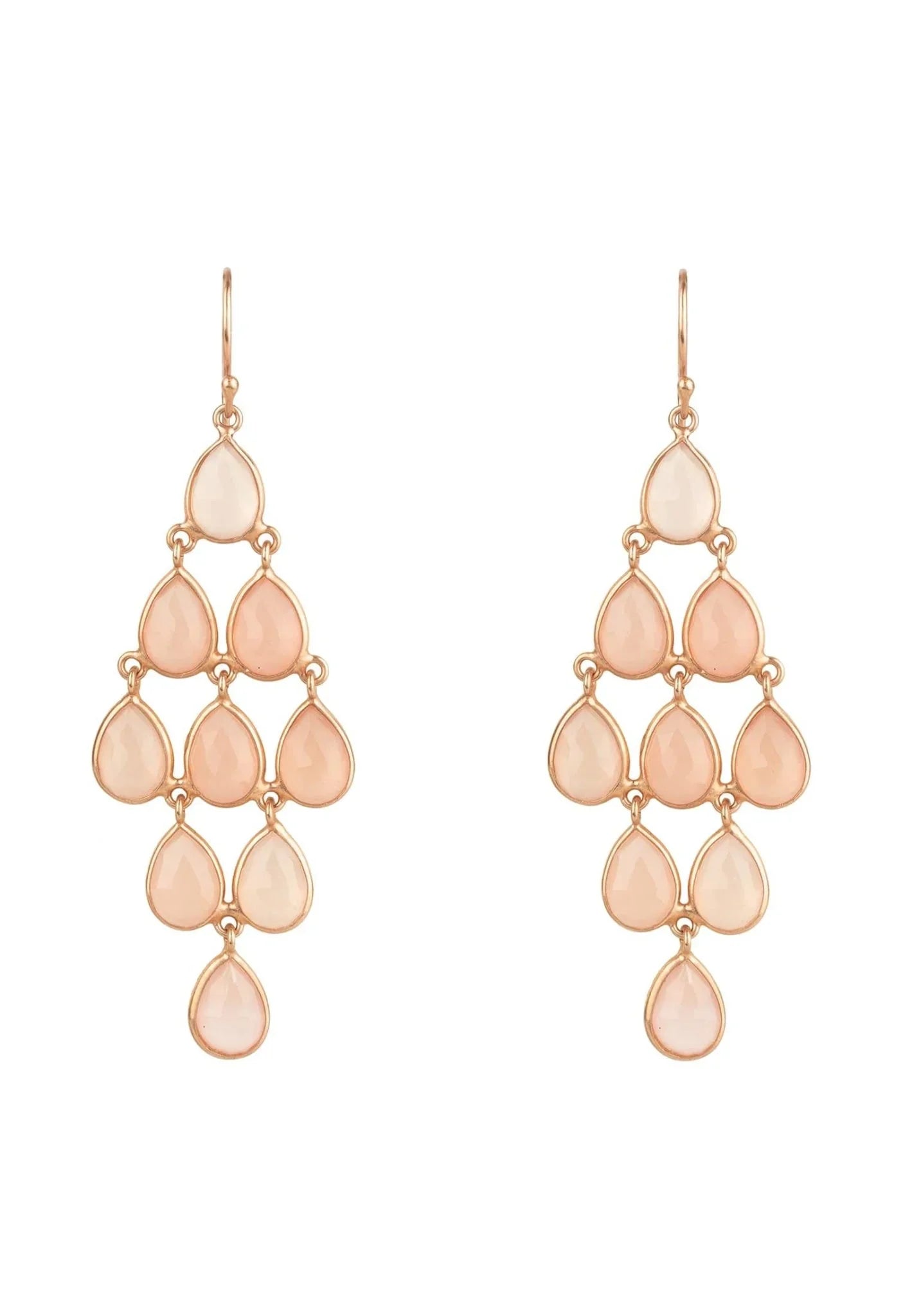 Erviola Gemstone Cascade Earrings Rose Gold Rose Quartz - LATELITA Earrings