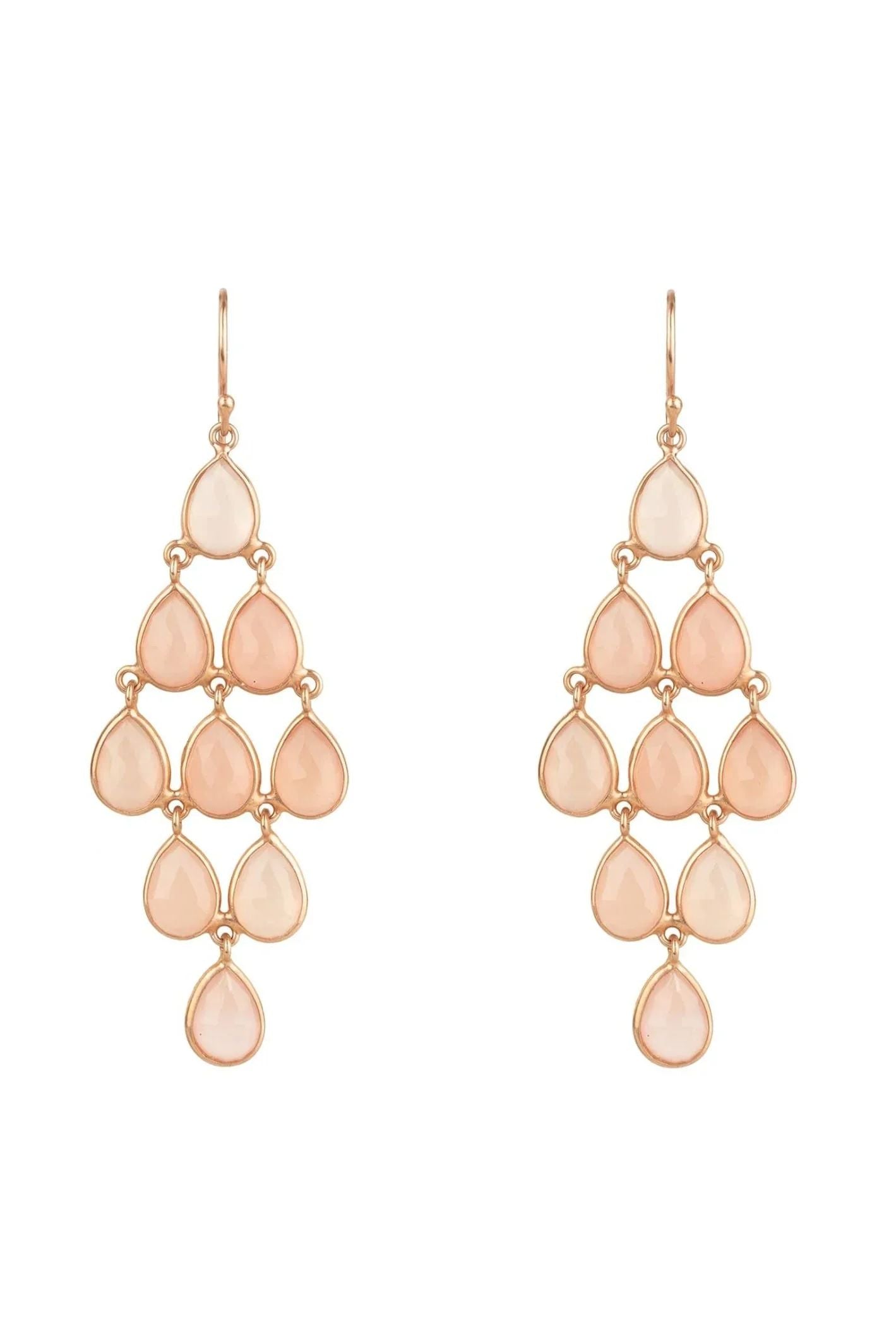 Erviola Gemstone Cascade Earrings Rose Gold Rose Quartz - LATELITA Earrings
