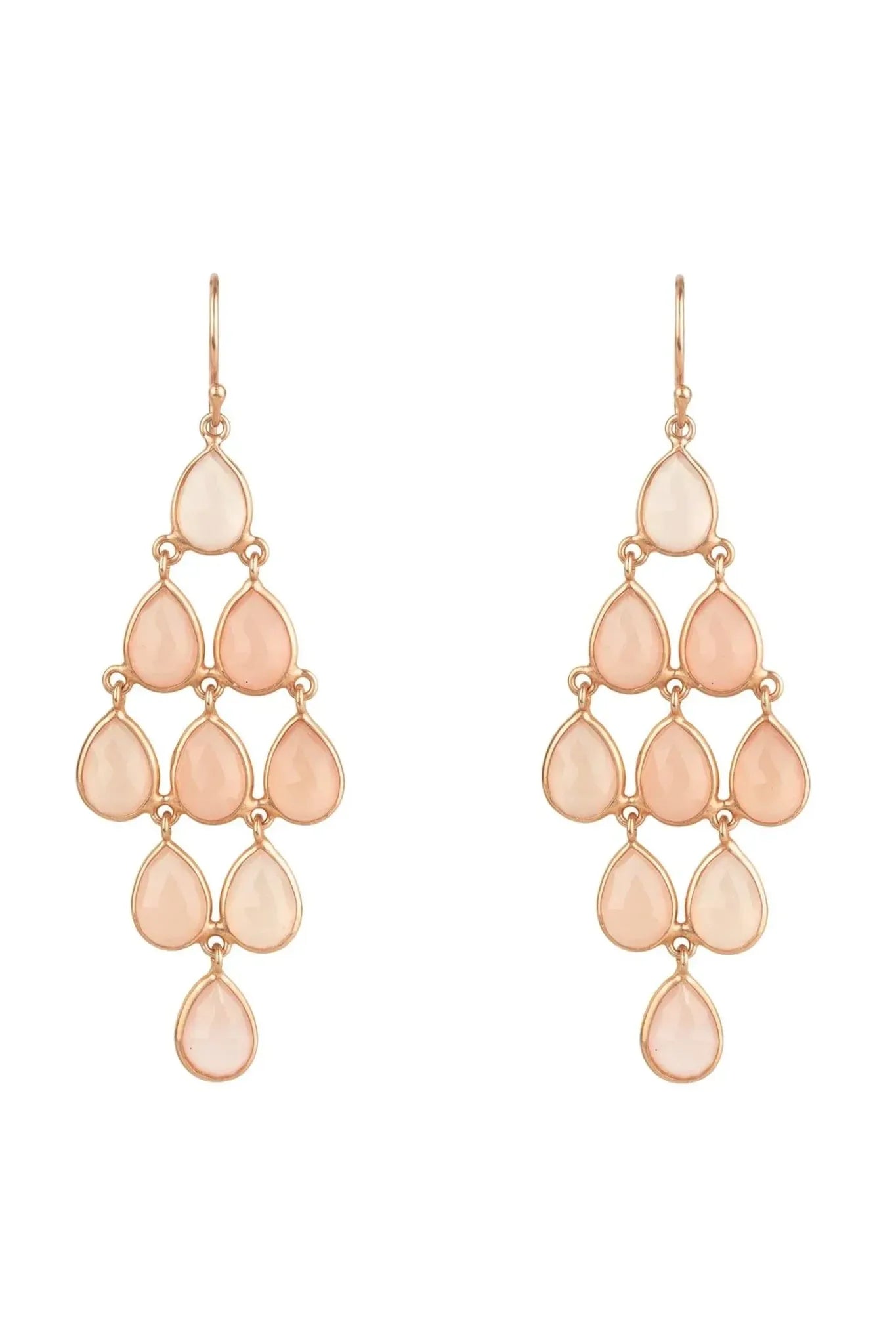 Erviola Gemstone Cascade Earrings Rose Gold Rose Quartz - LATELITA Earrings