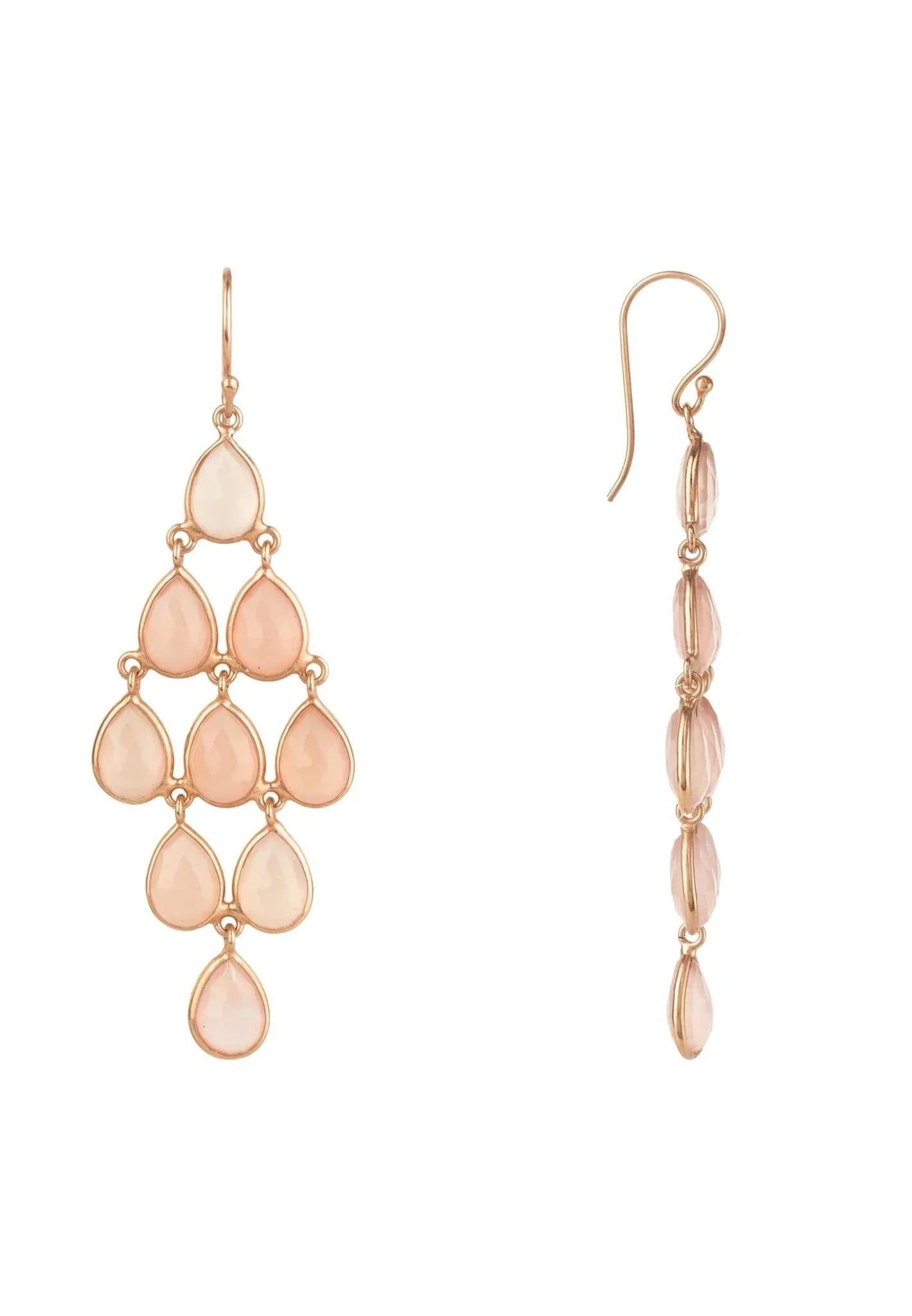 Erviola Gemstone Cascade Earrings Rose Gold Rose Quartz - LATELITA Earrings