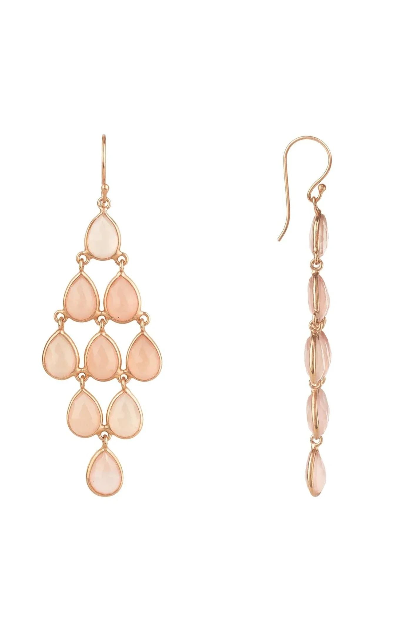 Erviola Gemstone Cascade Earrings Rose Gold Rose Quartz - LATELITA Earrings