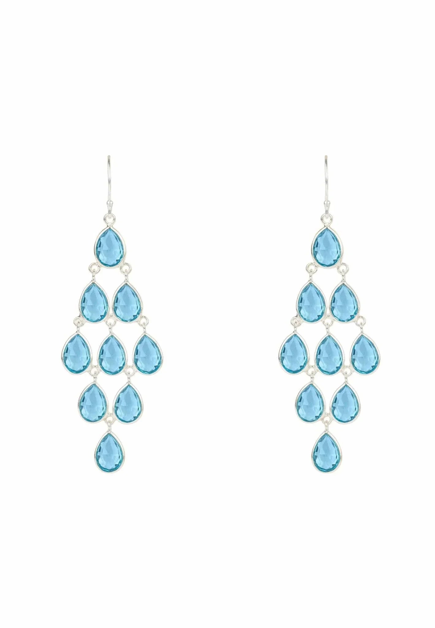Erviola Gemstone Cascade Earrings Silver Blue Topaz Hydro - LATELITA Earrings