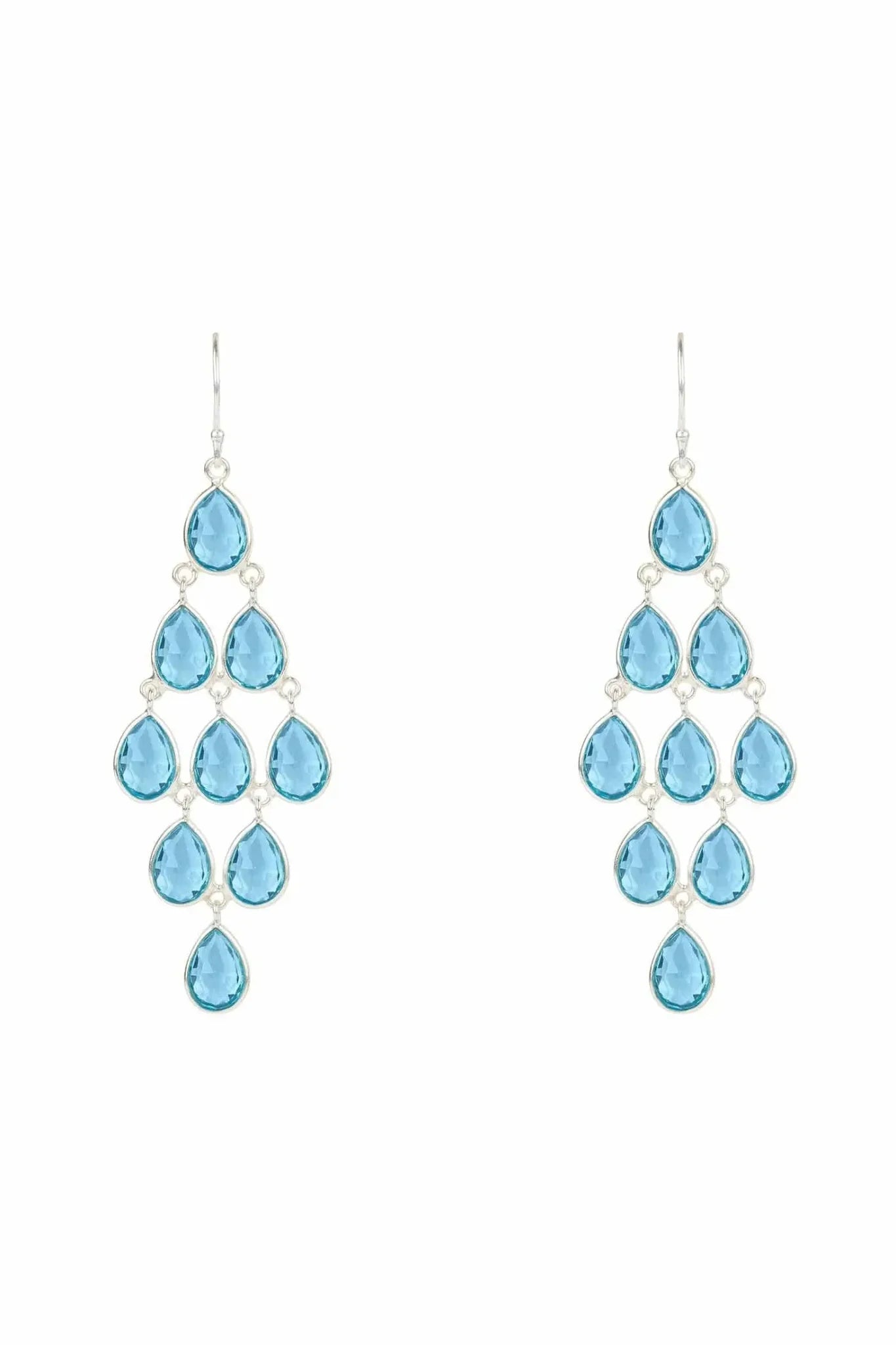 Erviola Gemstone Cascade Earrings Silver Blue Topaz Hydro - LATELITA Earrings