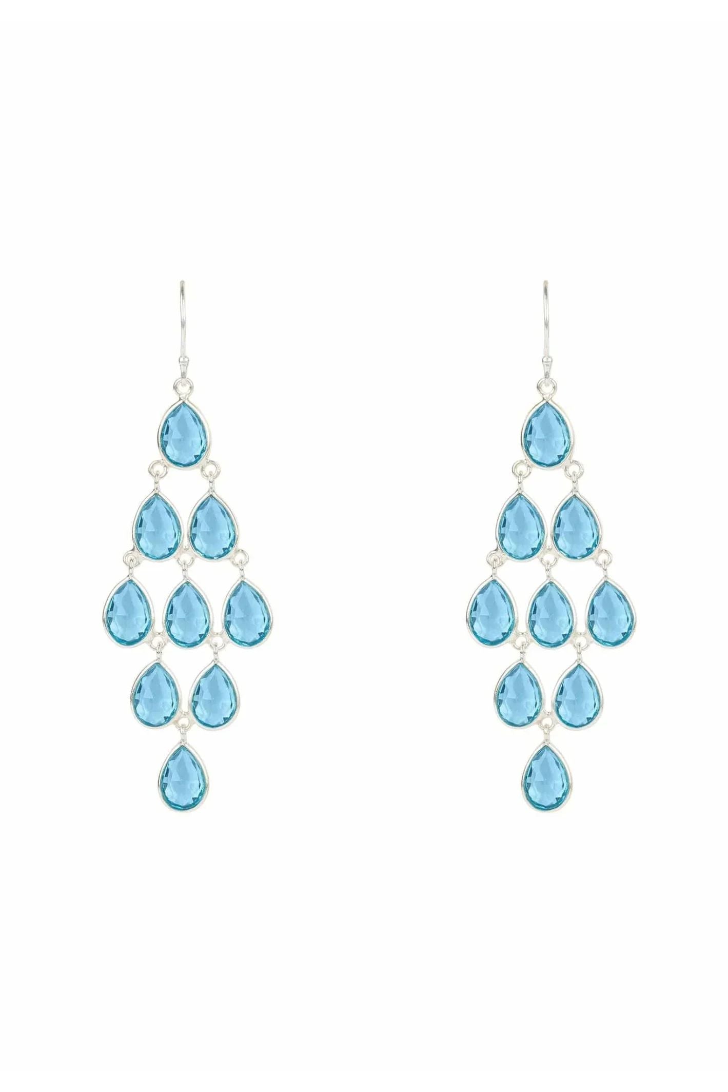 Erviola Gemstone Cascade Earrings Silver Blue Topaz Hydro - LATELITA Earrings