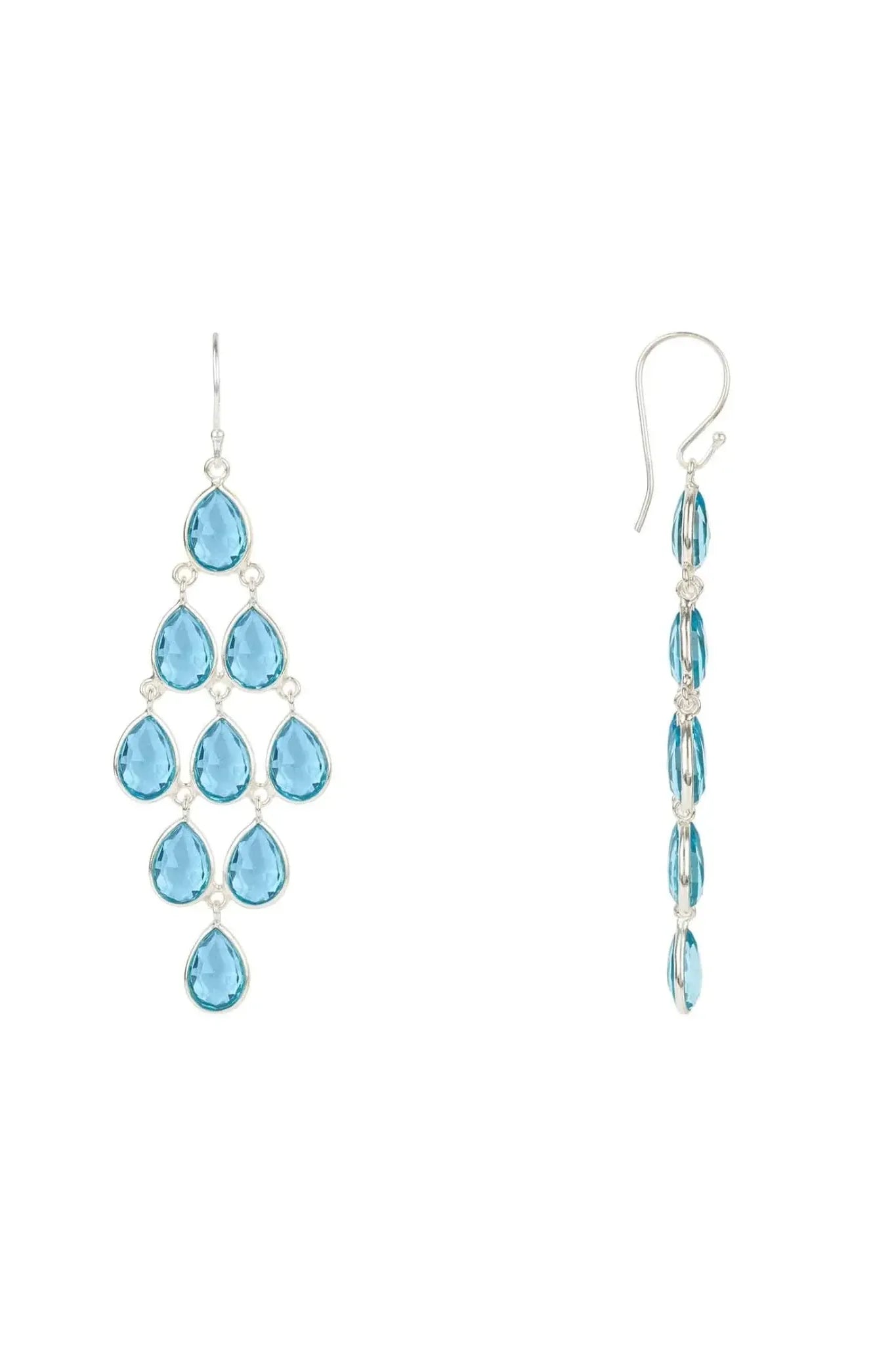 Erviola Gemstone Cascade Earrings Silver Blue Topaz Hydro - LATELITA Earrings