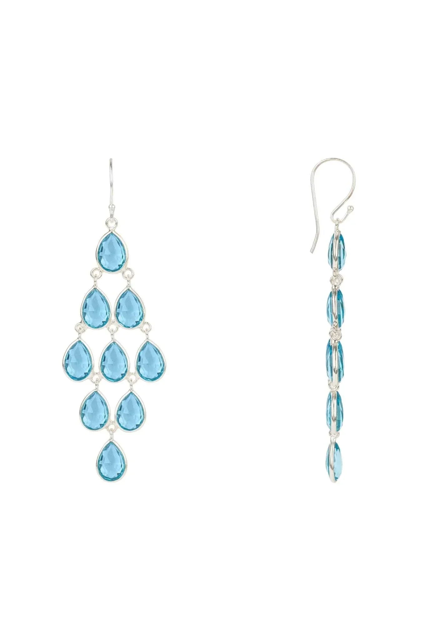 Erviola Gemstone Cascade Earrings Silver Blue Topaz Hydro - LATELITA Earrings