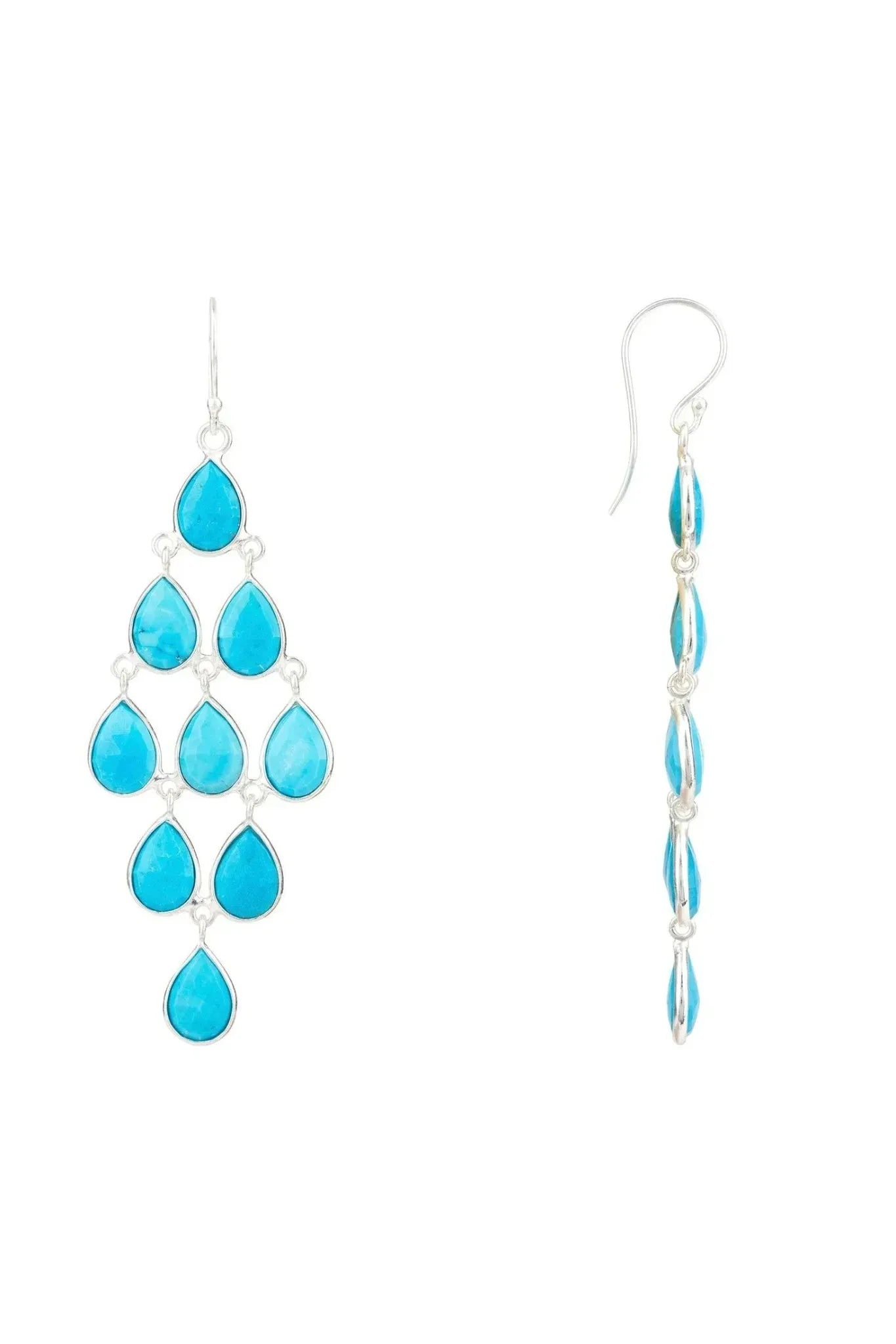Erviola Gemstone Cascade Earrings Silver Turquoise - LATELITA Earrings