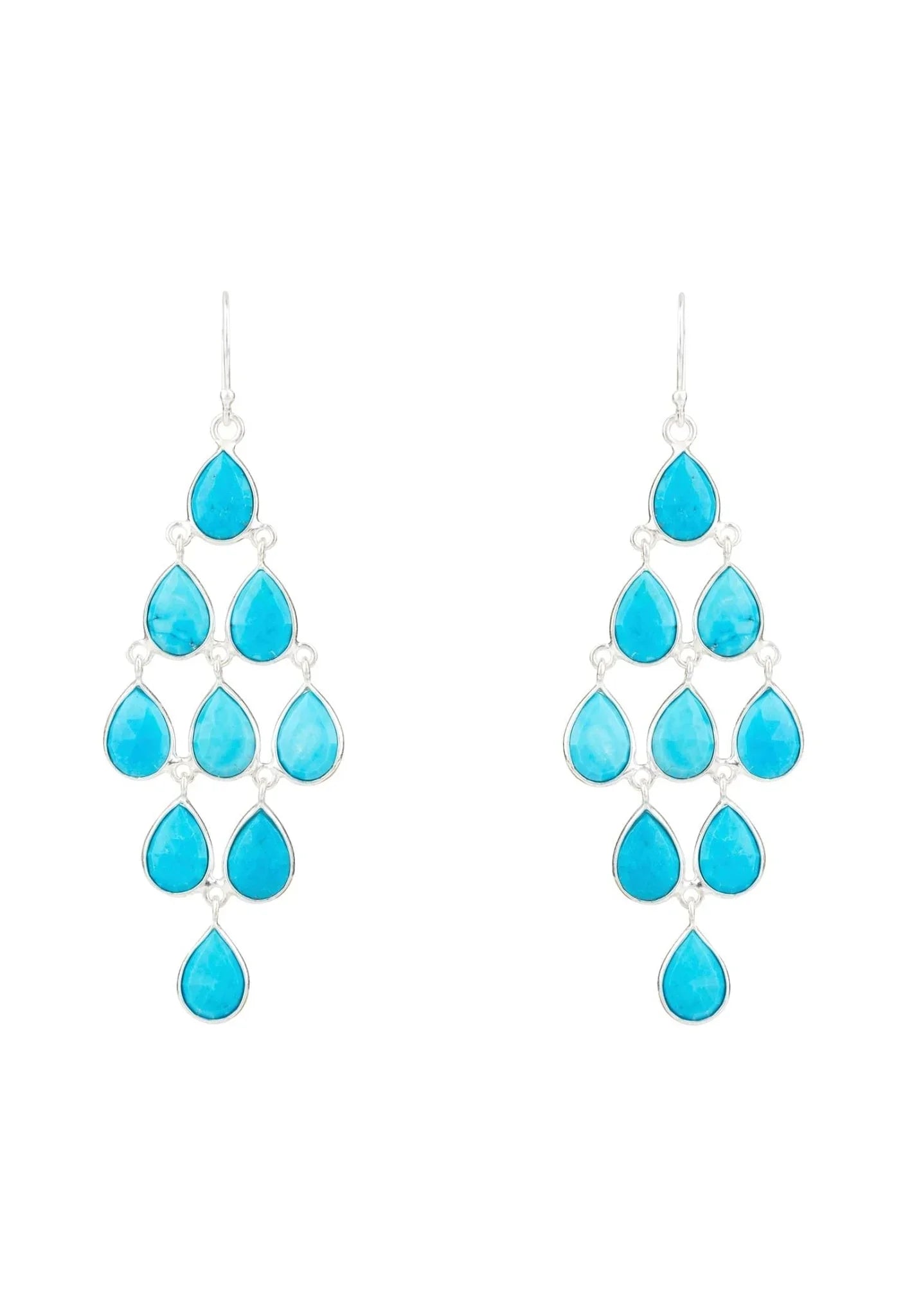 Erviola Gemstone Cascade Earrings Silver Turquoise - LATELITA Earrings