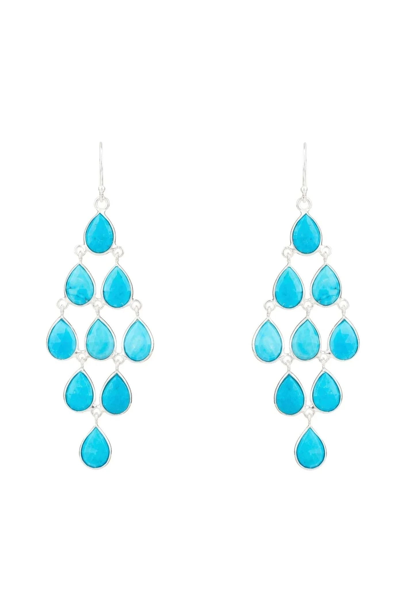 Erviola Gemstone Cascade Earrings Silver Turquoise - LATELITA Earrings