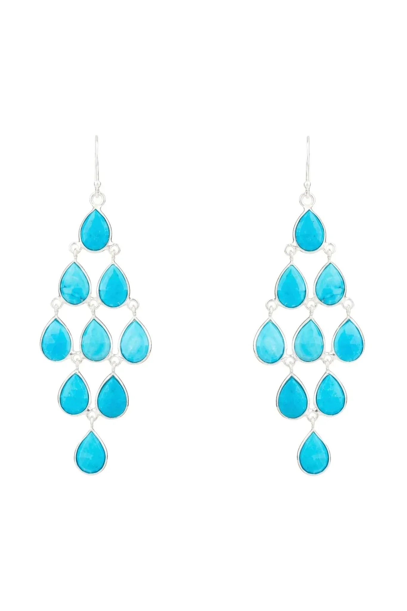 Erviola Gemstone Cascade Earrings Silver Turquoise - LATELITA Earrings