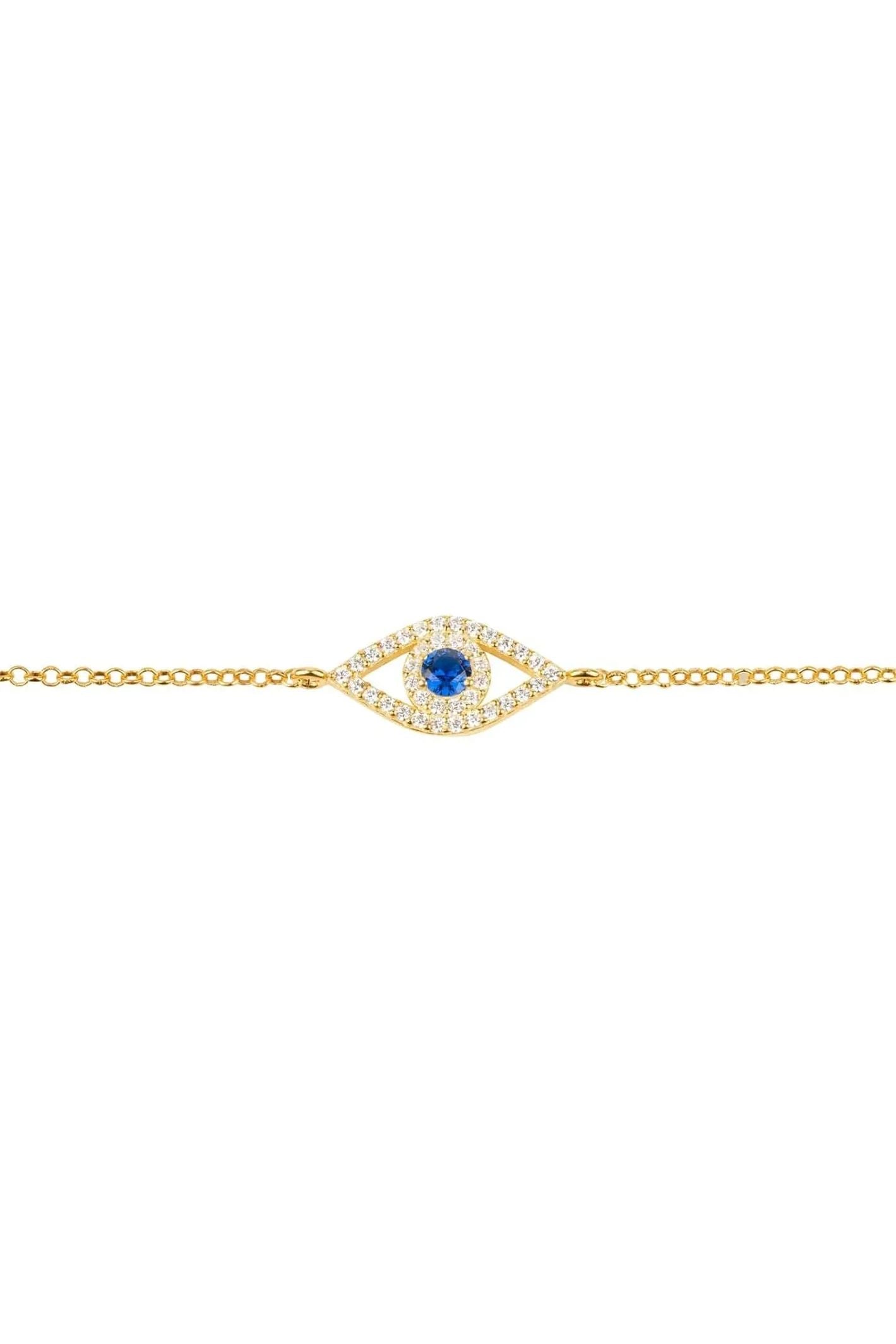 Evil Eye Elliptical Bracelet Blue Gold - LATELITA Bracelets