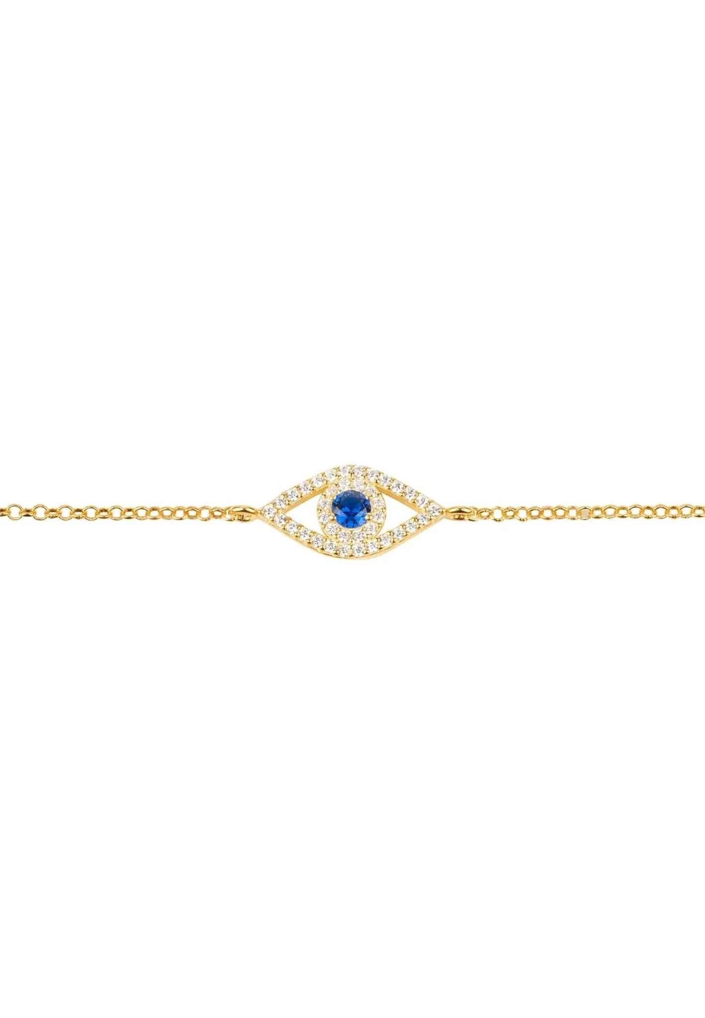 Evil Eye Elliptical Bracelet Blue Gold - LATELITA Bracelets