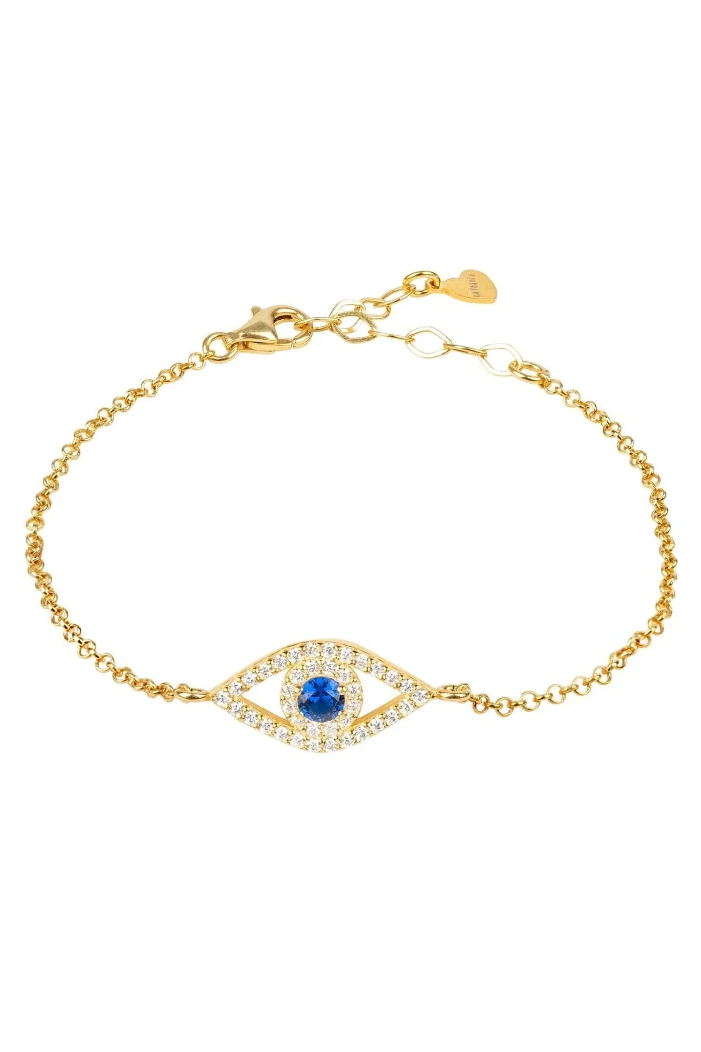 Evil Eye Elliptical Bracelet Blue Gold - LATELITA Bracelets