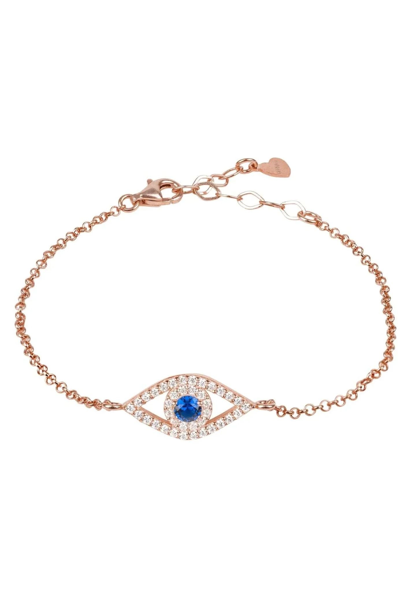Evil Eye Elliptical Bracelet Blue Rosegold - LATELITA Bracelets