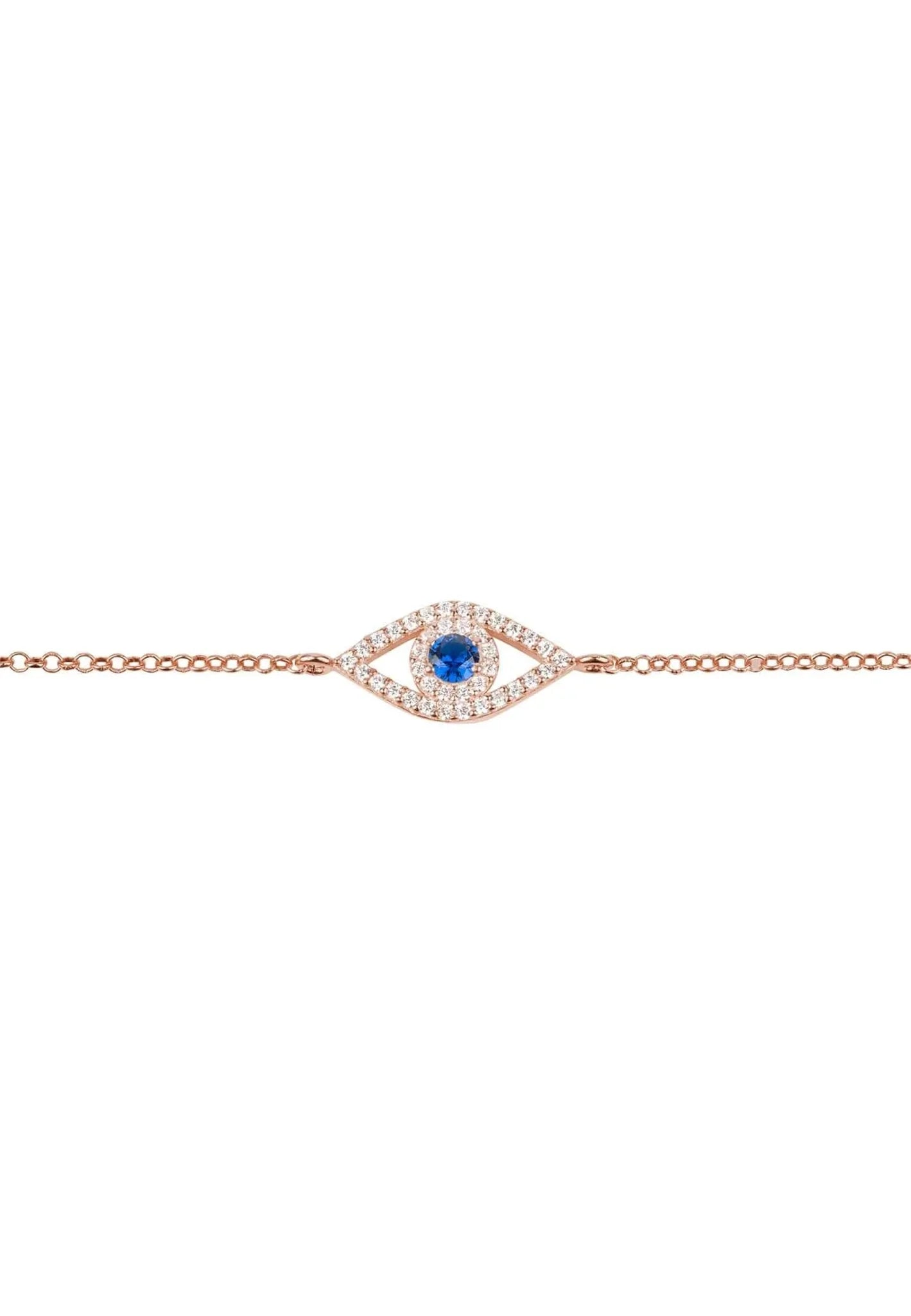 Evil Eye Elliptical Bracelet Blue Rosegold - LATELITA Bracelets