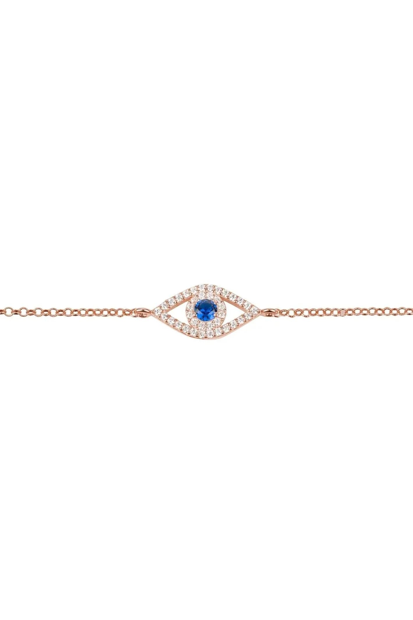 Evil Eye Elliptical Bracelet Blue Rosegold - LATELITA Bracelets