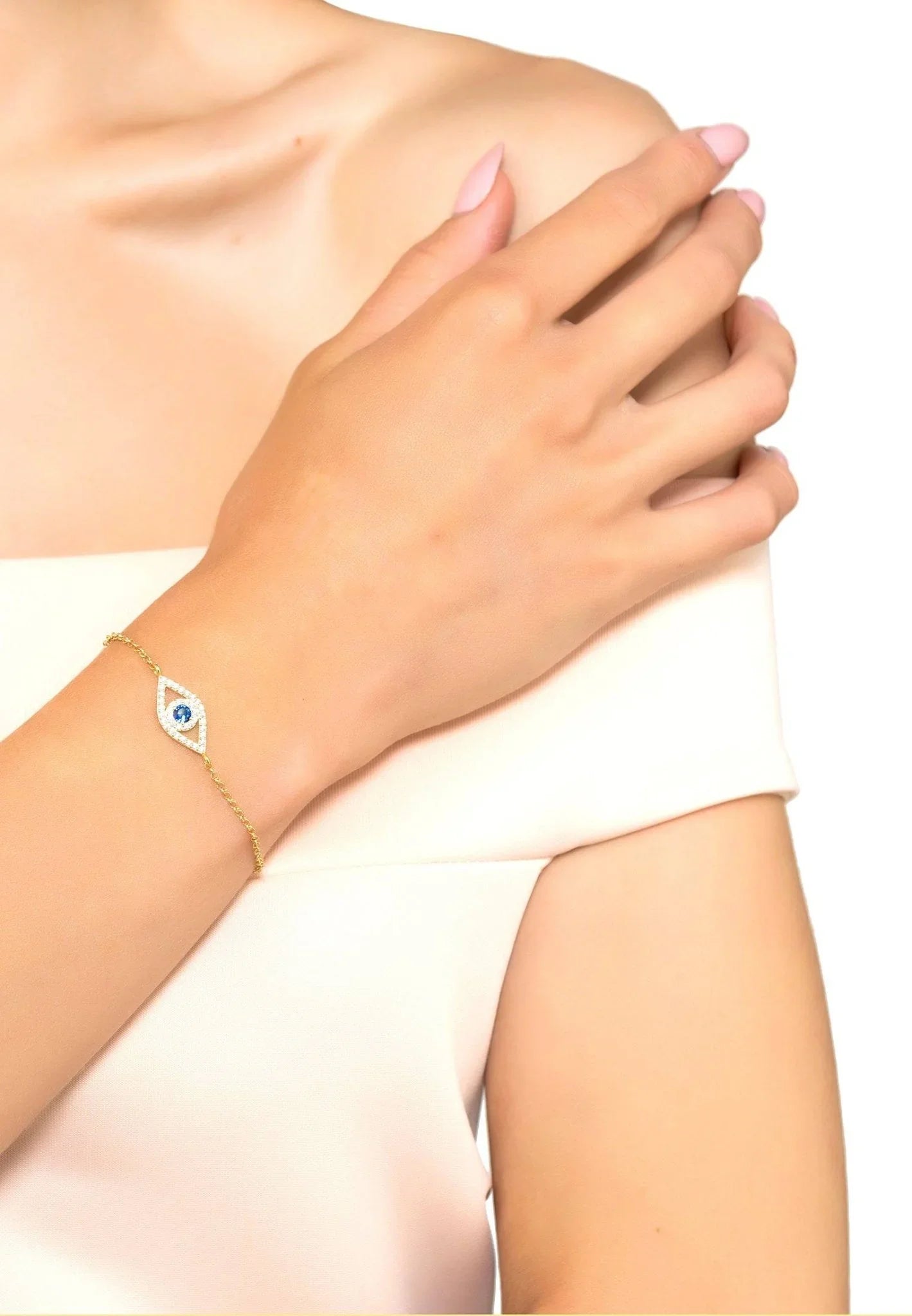 Evil Eye Elliptical Bracelet Blue Rosegold - LATELITA Bracelets