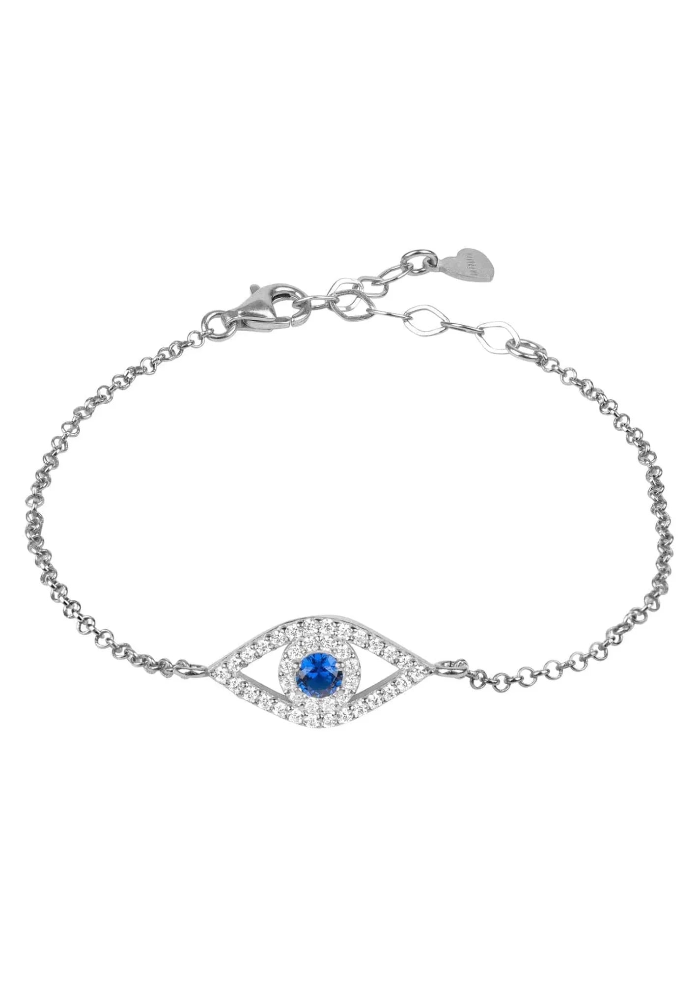 Evil Eye Elliptical Bracelet Blue Silver - LATELITA Bracelets
