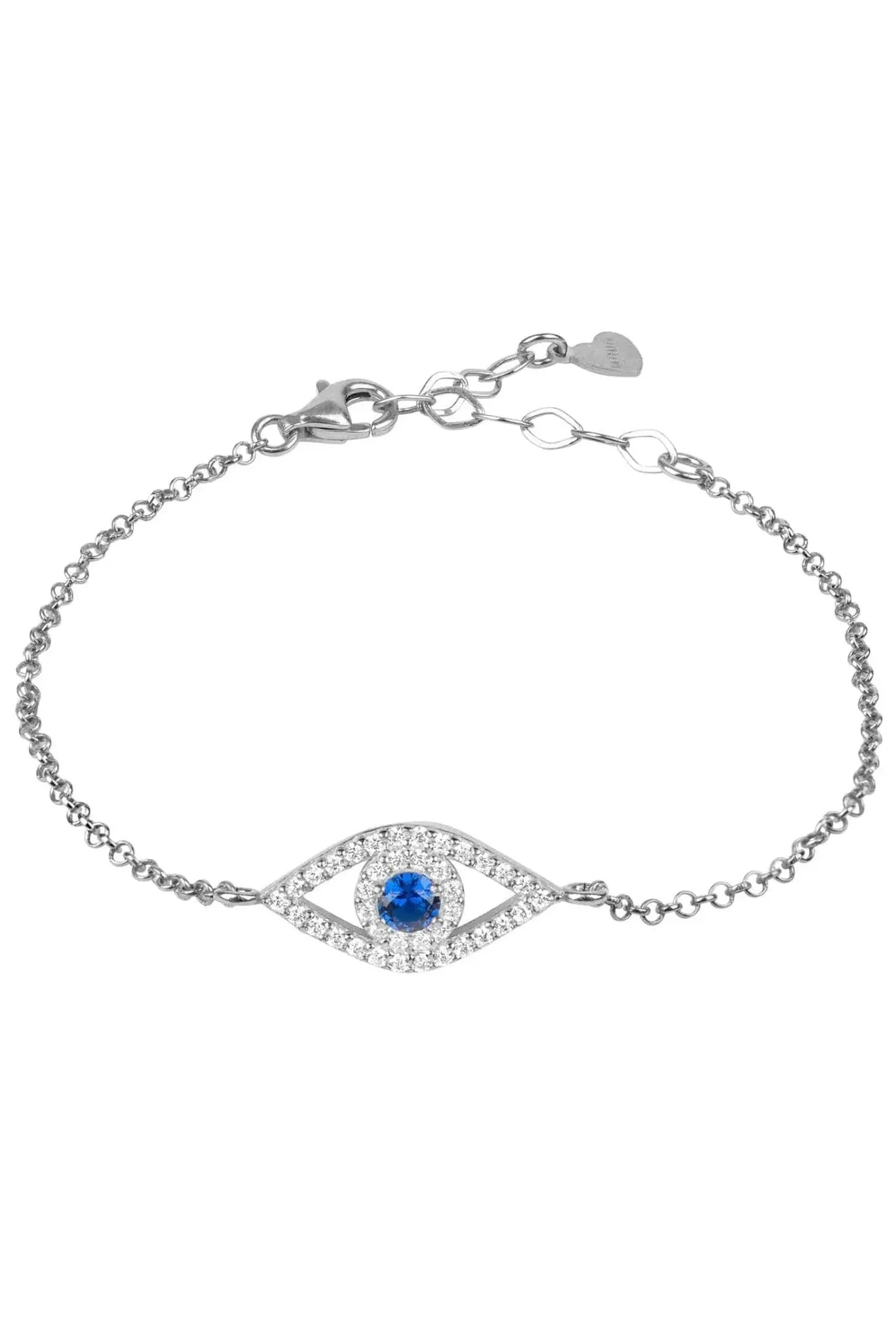 Evil Eye Elliptical Bracelet Blue Silver - LATELITA Bracelets