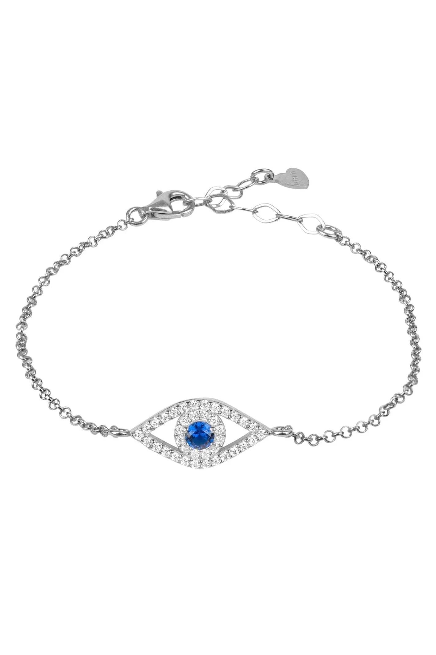 Evil Eye Elliptical Bracelet Blue Silver - LATELITA Bracelets