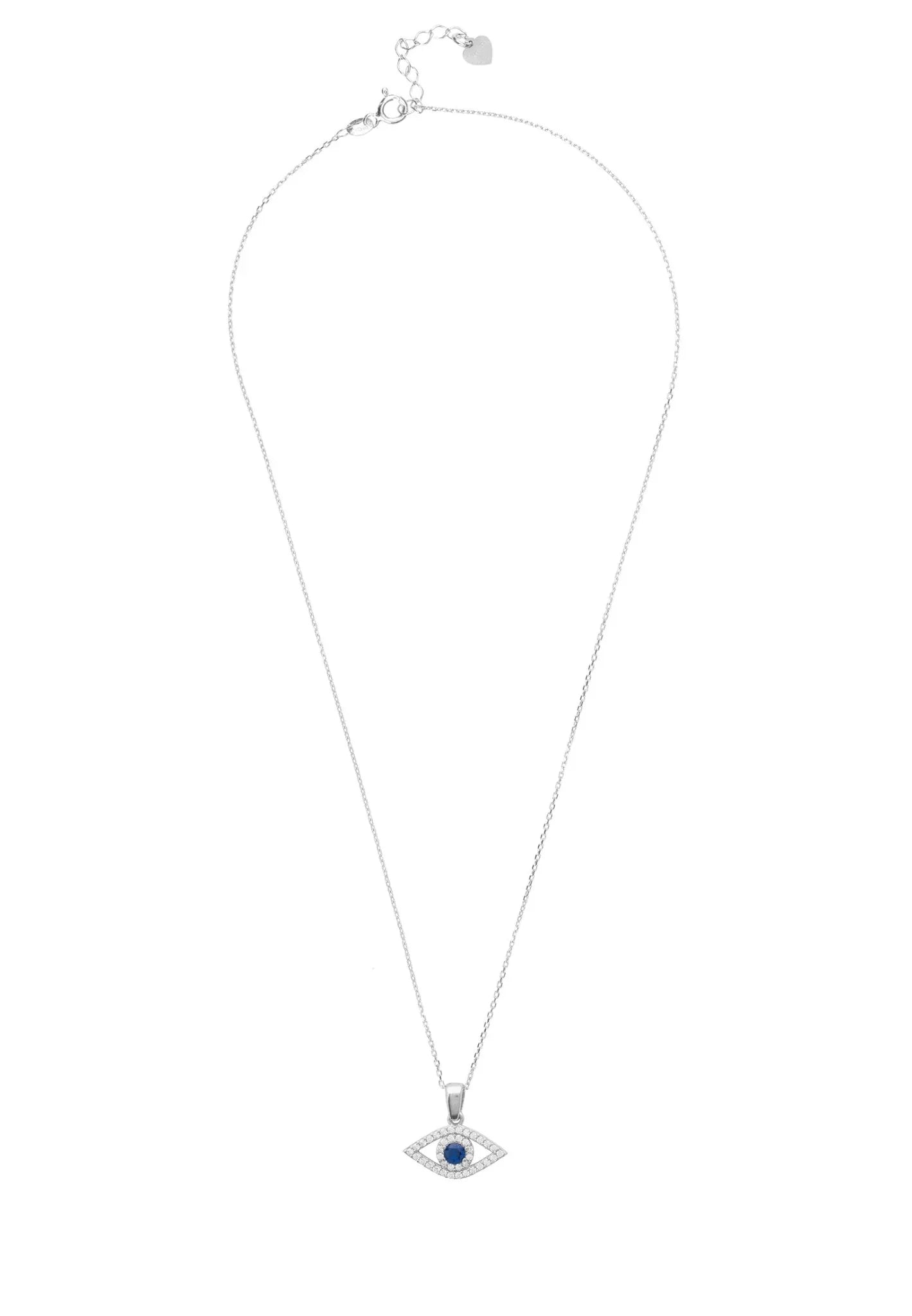 Evil Eye Elliptical Necklace Blue Silver - LATELITA Necklaces