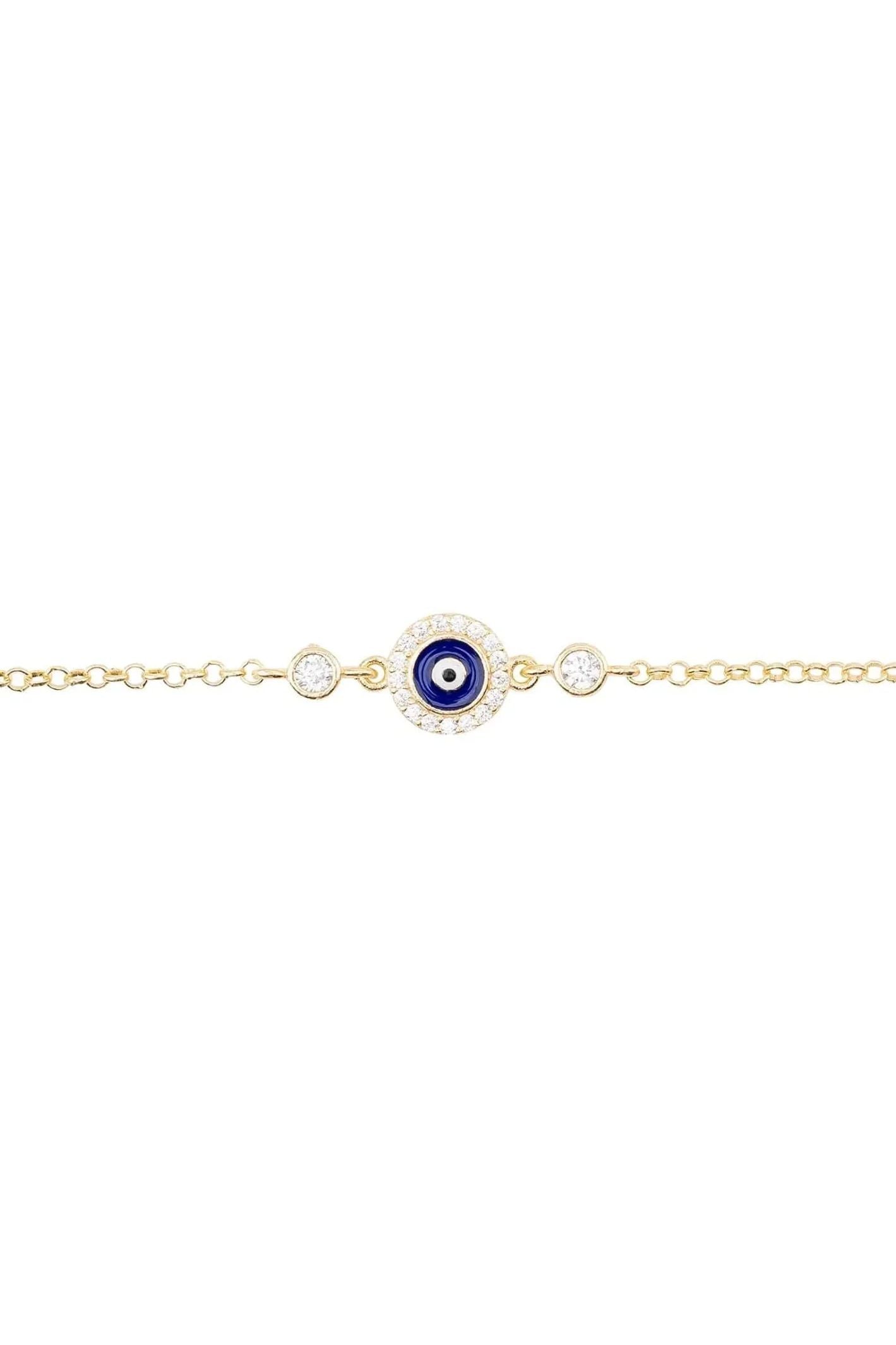Evil Eye Enamel Dark Blue Bracelet Gold - LATELITA Bracelets