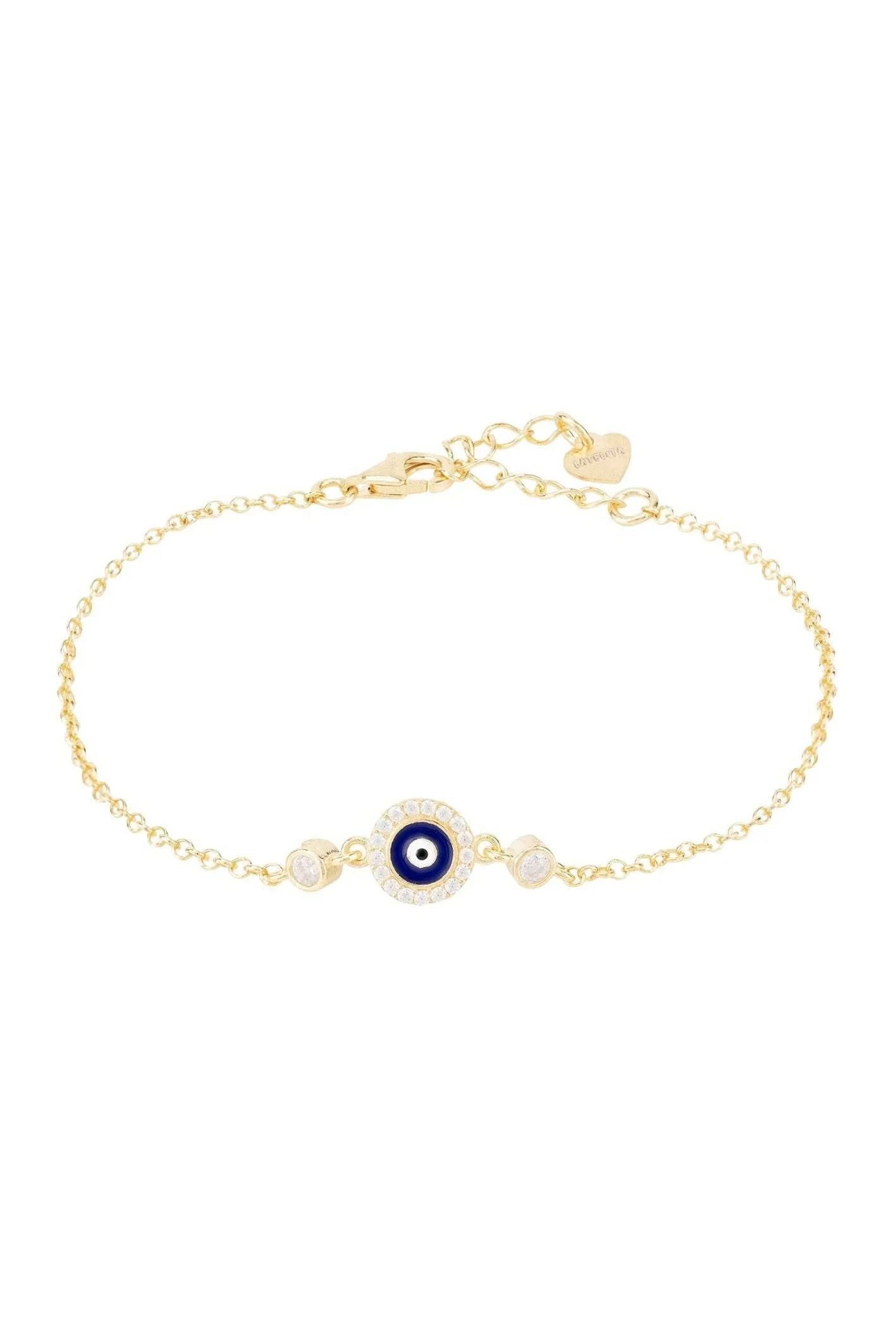 Evil Eye Enamel Dark Blue Bracelet Gold - LATELITA Bracelets