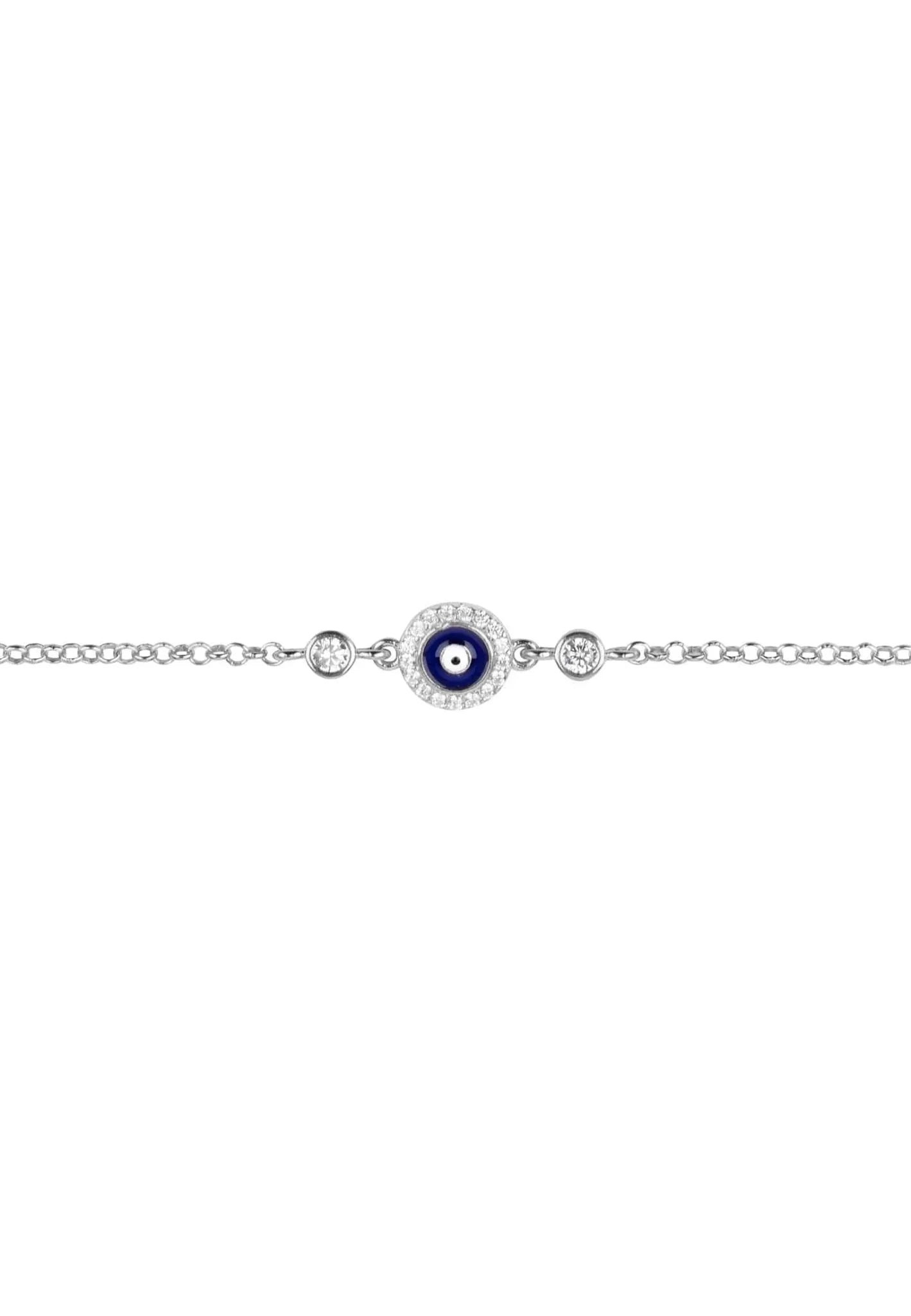 Evil Eye Enamel Dark Blue Bracelet Silver - LATELITA Bracelets