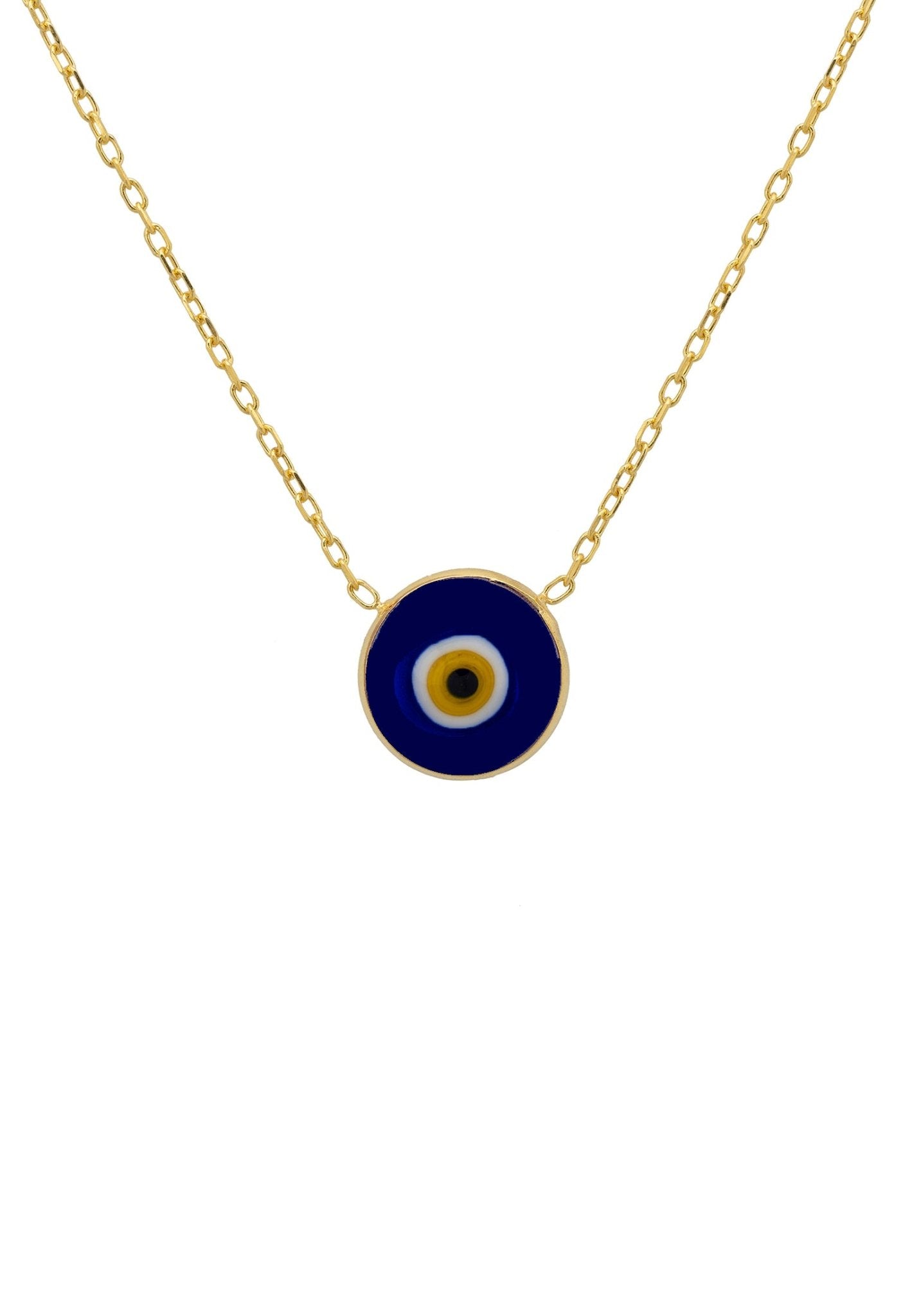 Halskette mit Emaille-Anhänger „Evil Eye“ in Gold