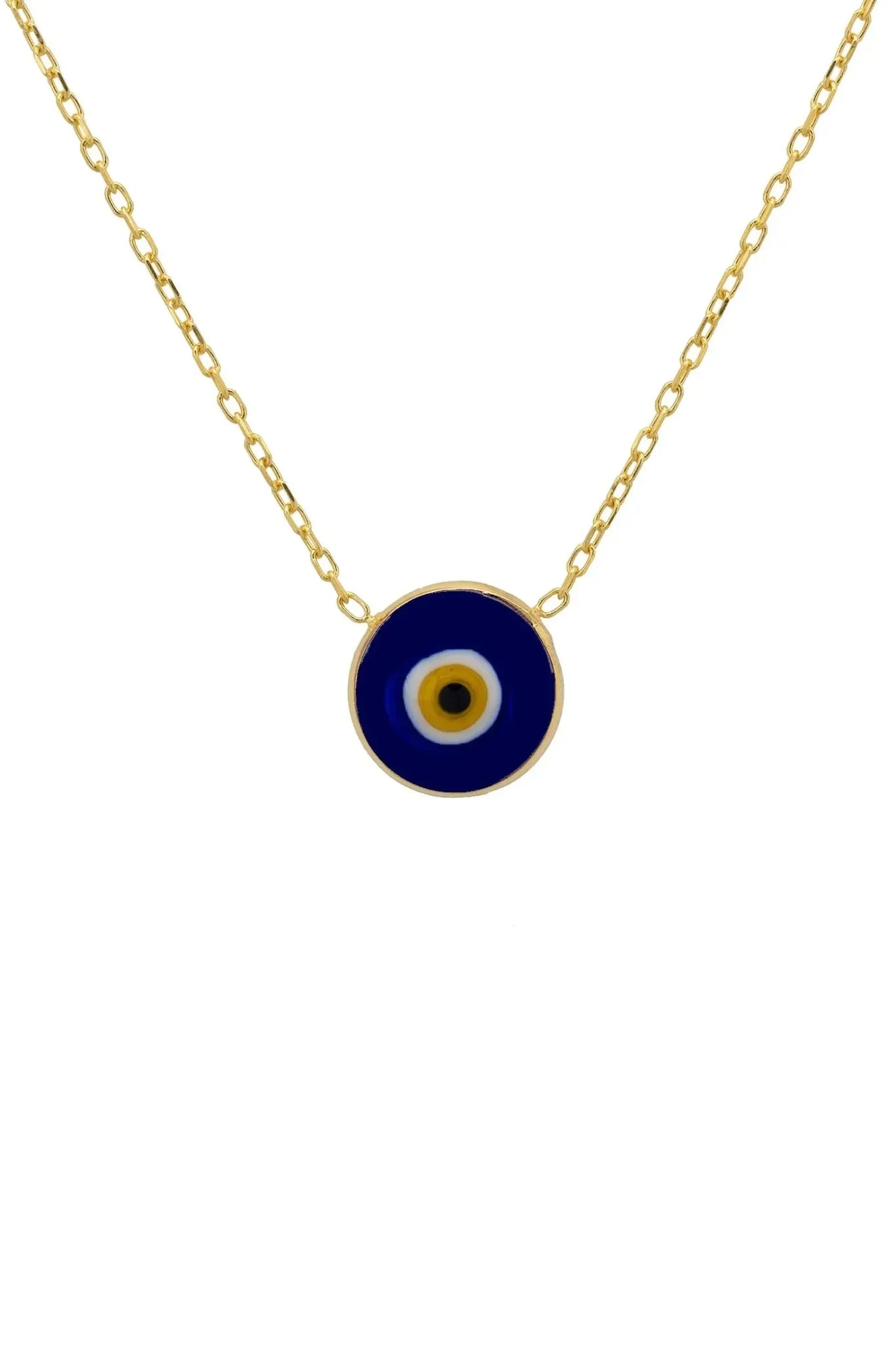 Evil Eye Enamel Pendant Necklace Gold - LATELITA Necklaces