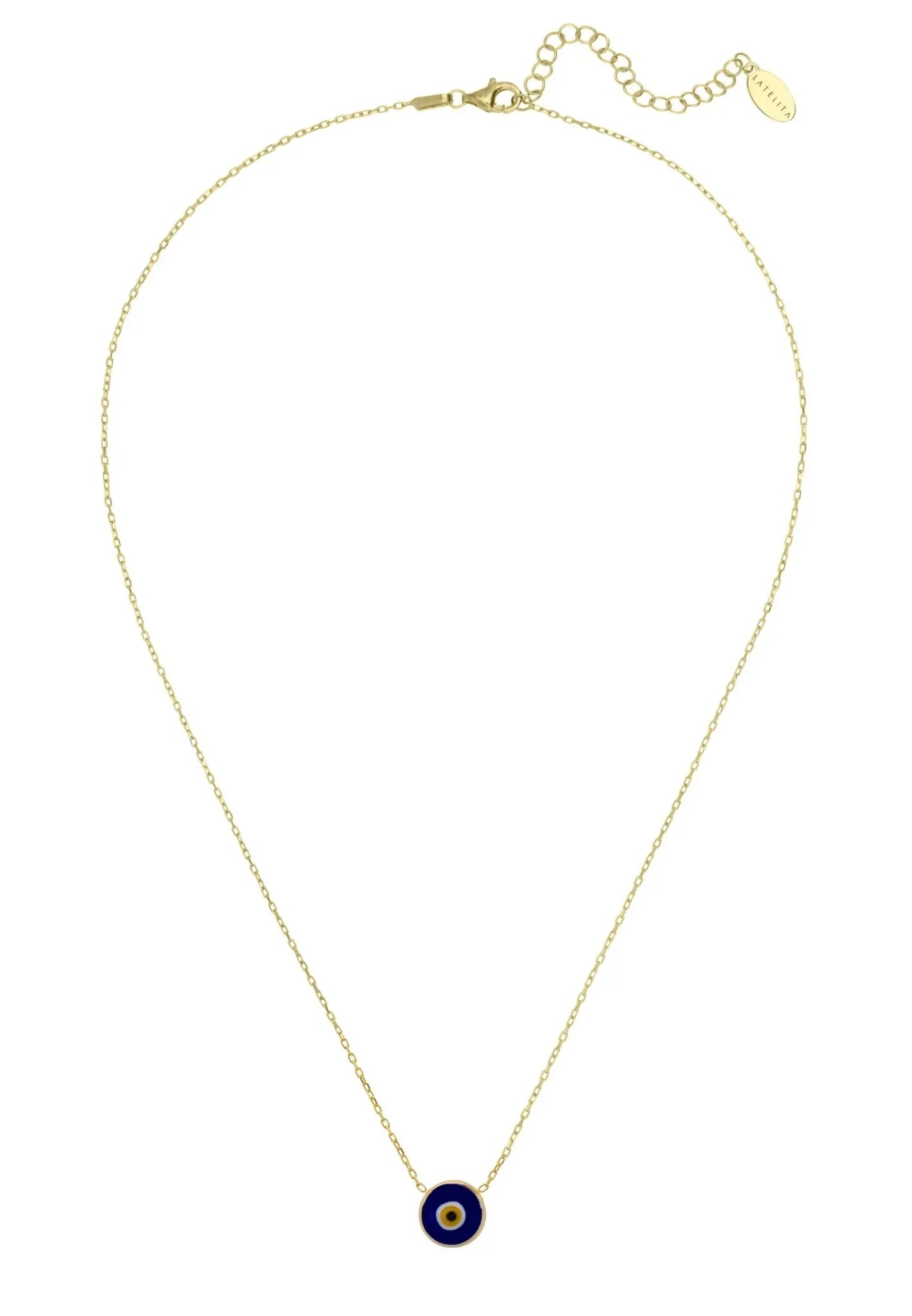 Evil Eye Enamel Pendant Necklace Gold - LATELITA Necklaces