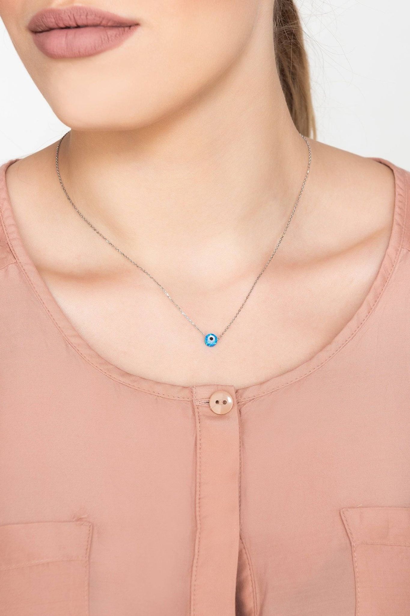 Evil Eye Mini Opalite Necklace Sterling Silver - LATELITA Necklaces