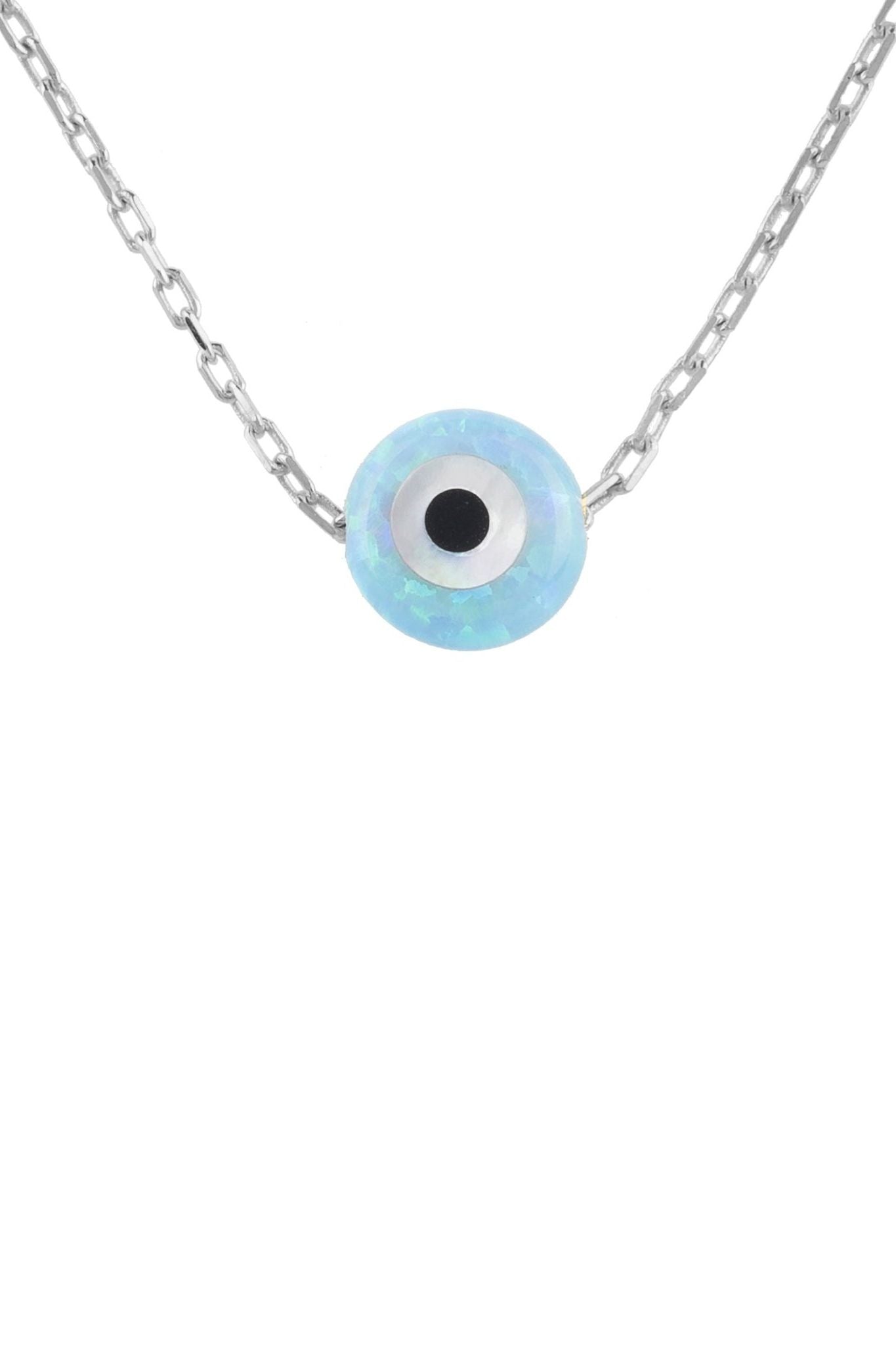 Evil Eye Mini Opalite Necklace Sterling Silver - LATELITA Necklaces