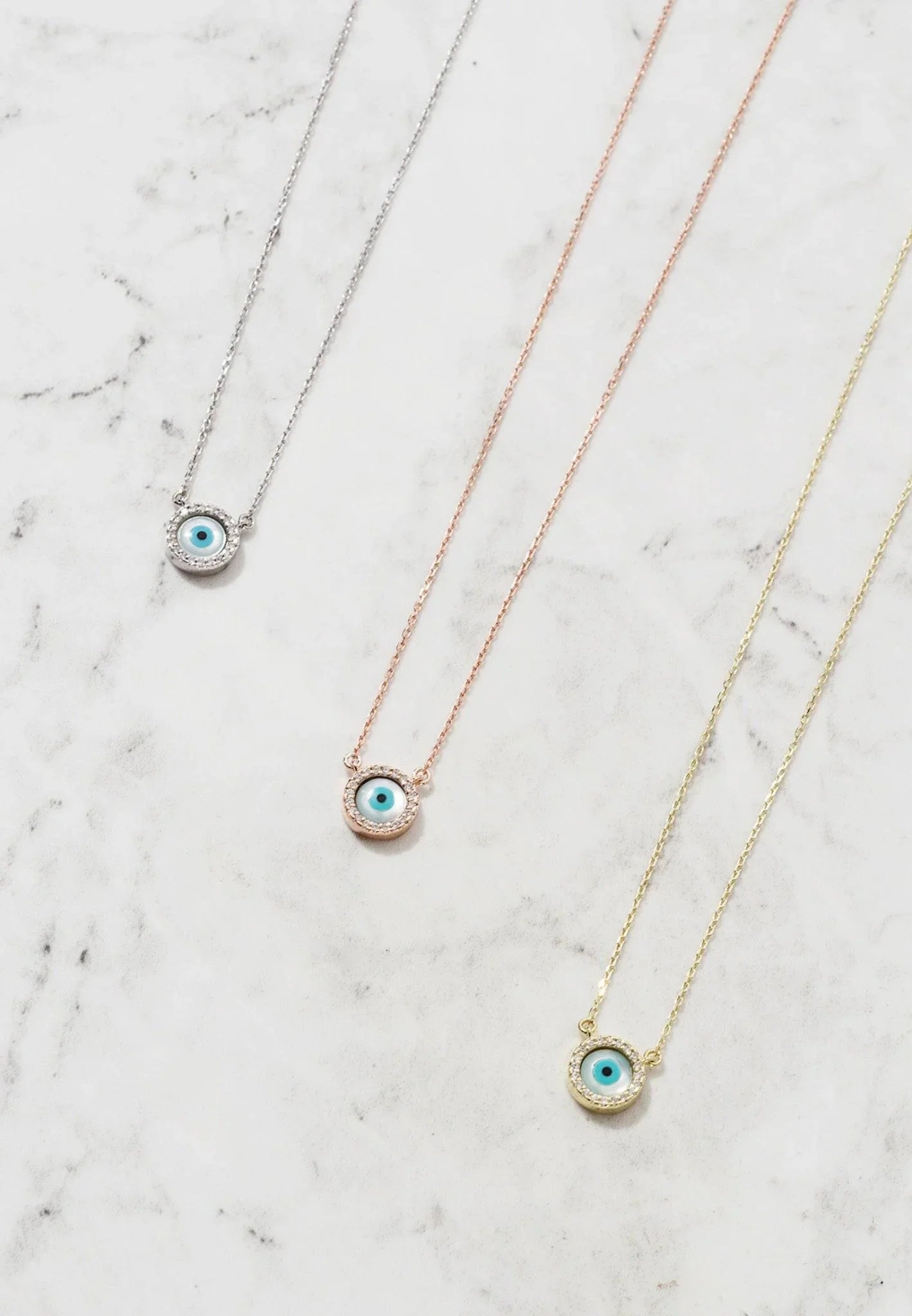 Evil Eye Mother Of Pearl Necklace Cz Gold - LATELITA Necklaces