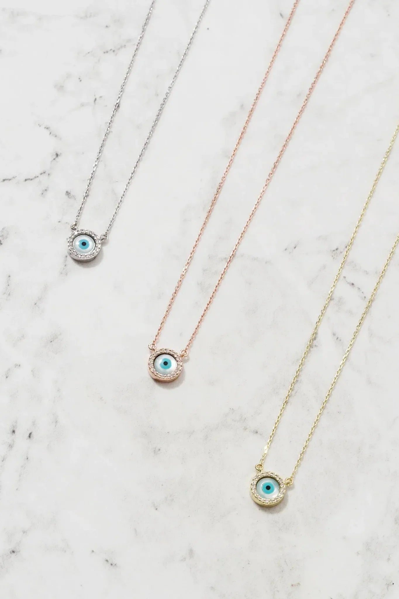 Evil Eye Mother Of Pearl Necklace Cz Gold - LATELITA Necklaces