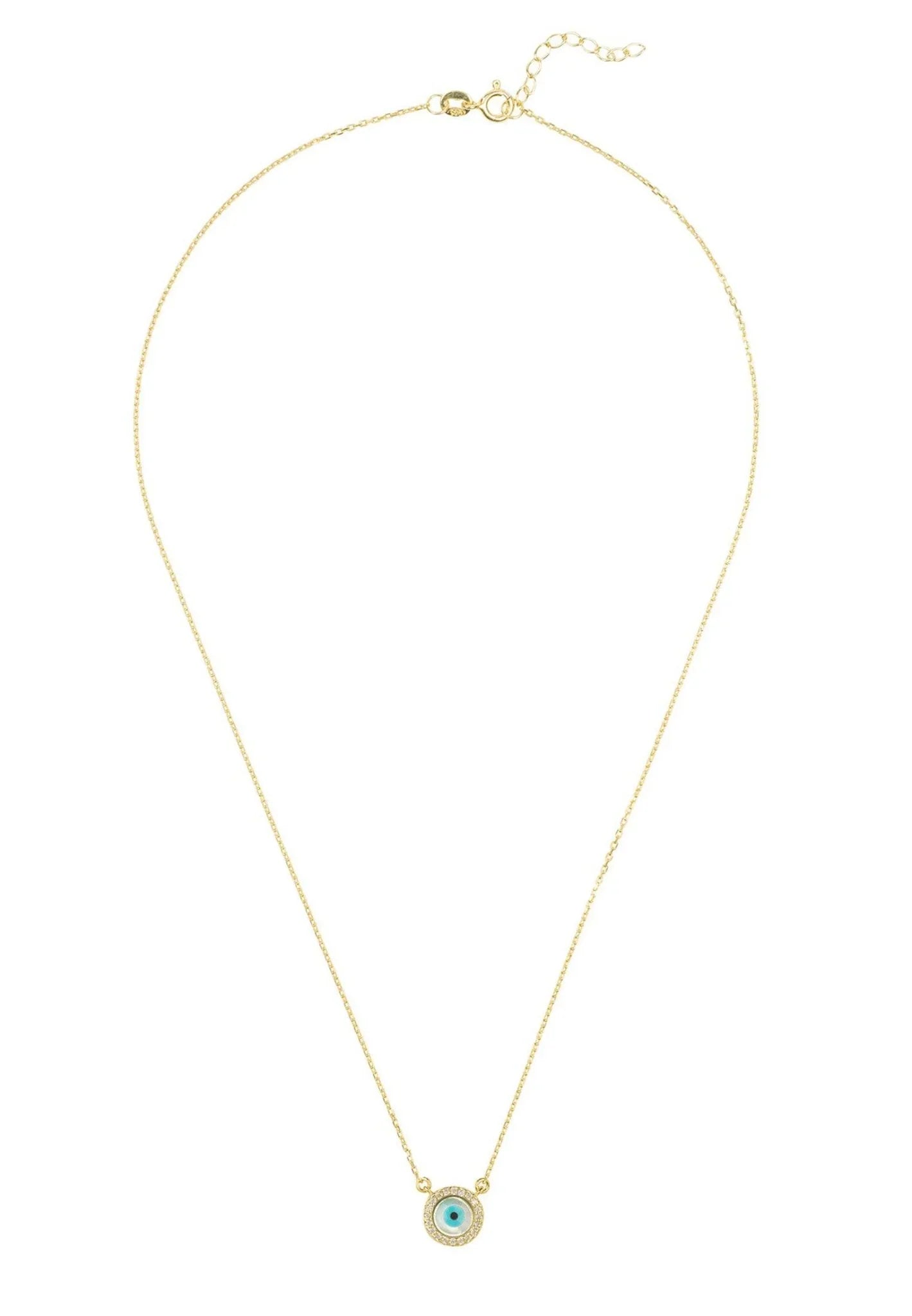 Evil Eye Mother Of Pearl Necklace Cz Gold - LATELITA Necklaces