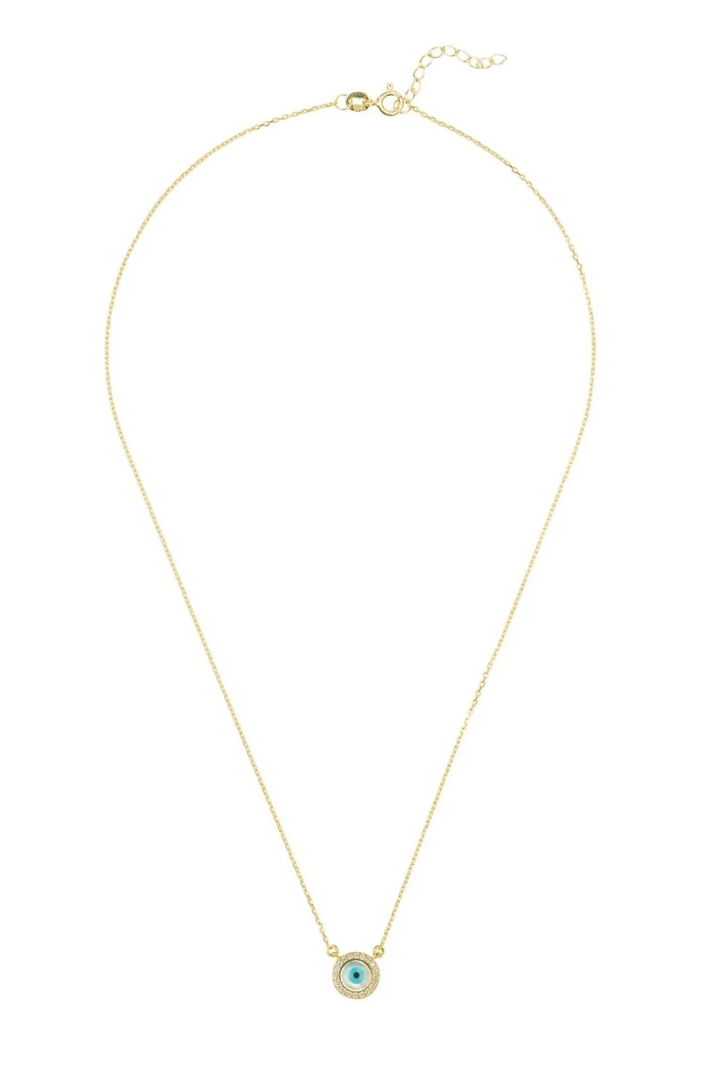 Evil Eye Mother Of Pearl Necklace Cz Gold - LATELITA Necklaces