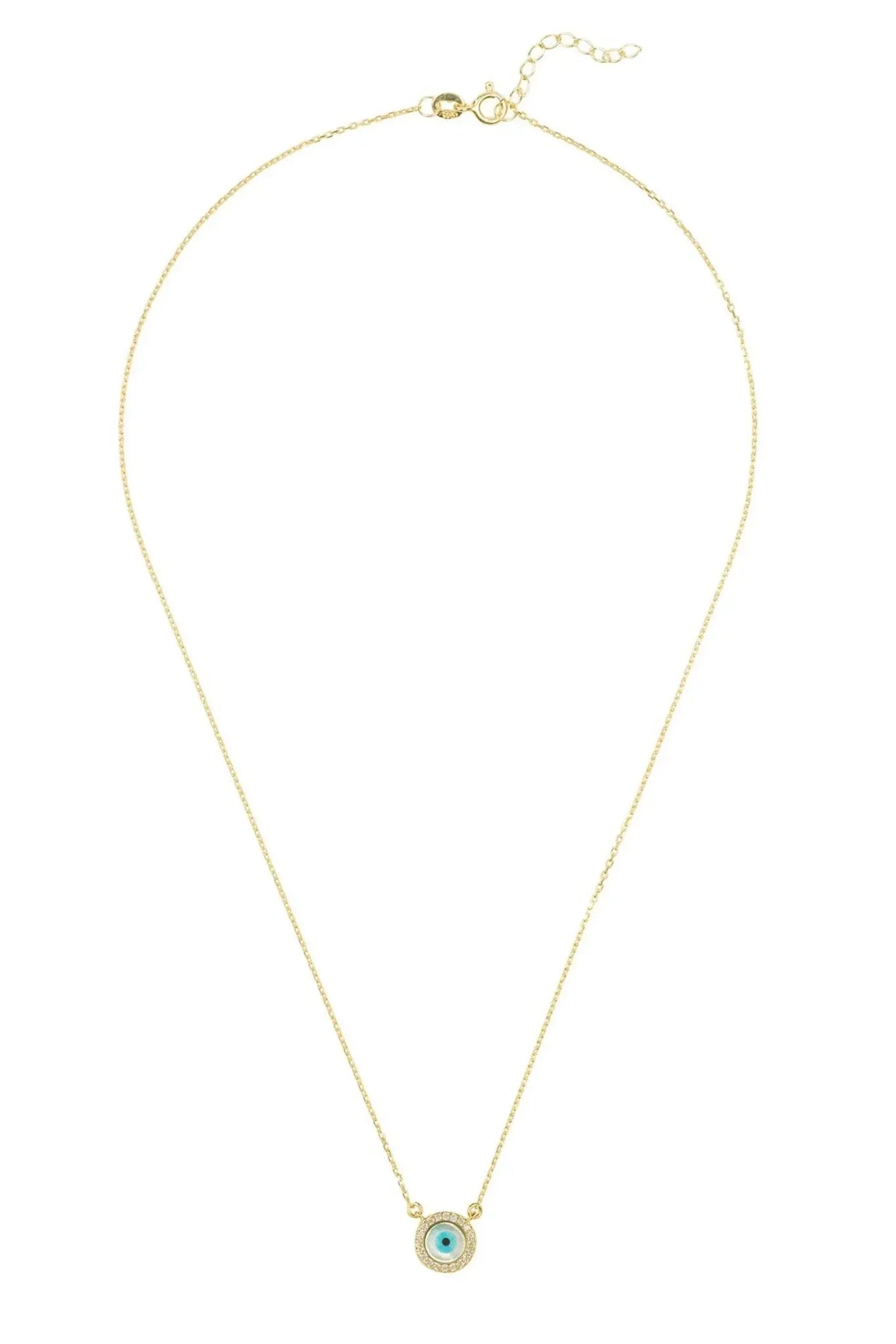 Evil Eye Mother Of Pearl Necklace Cz Gold - LATELITA Necklaces