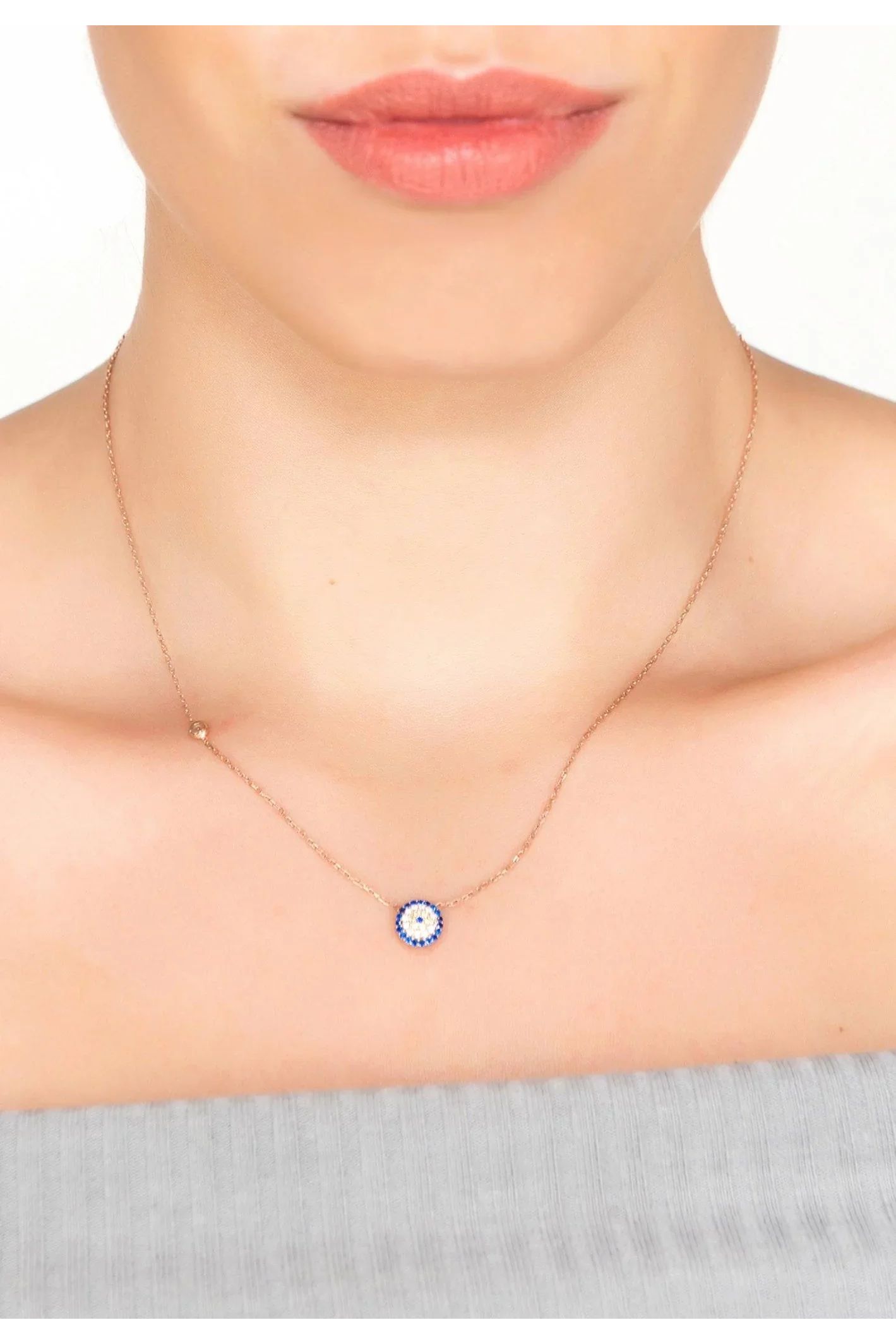Evil Eye Necklace Rosegold - LATELITA Necklaces