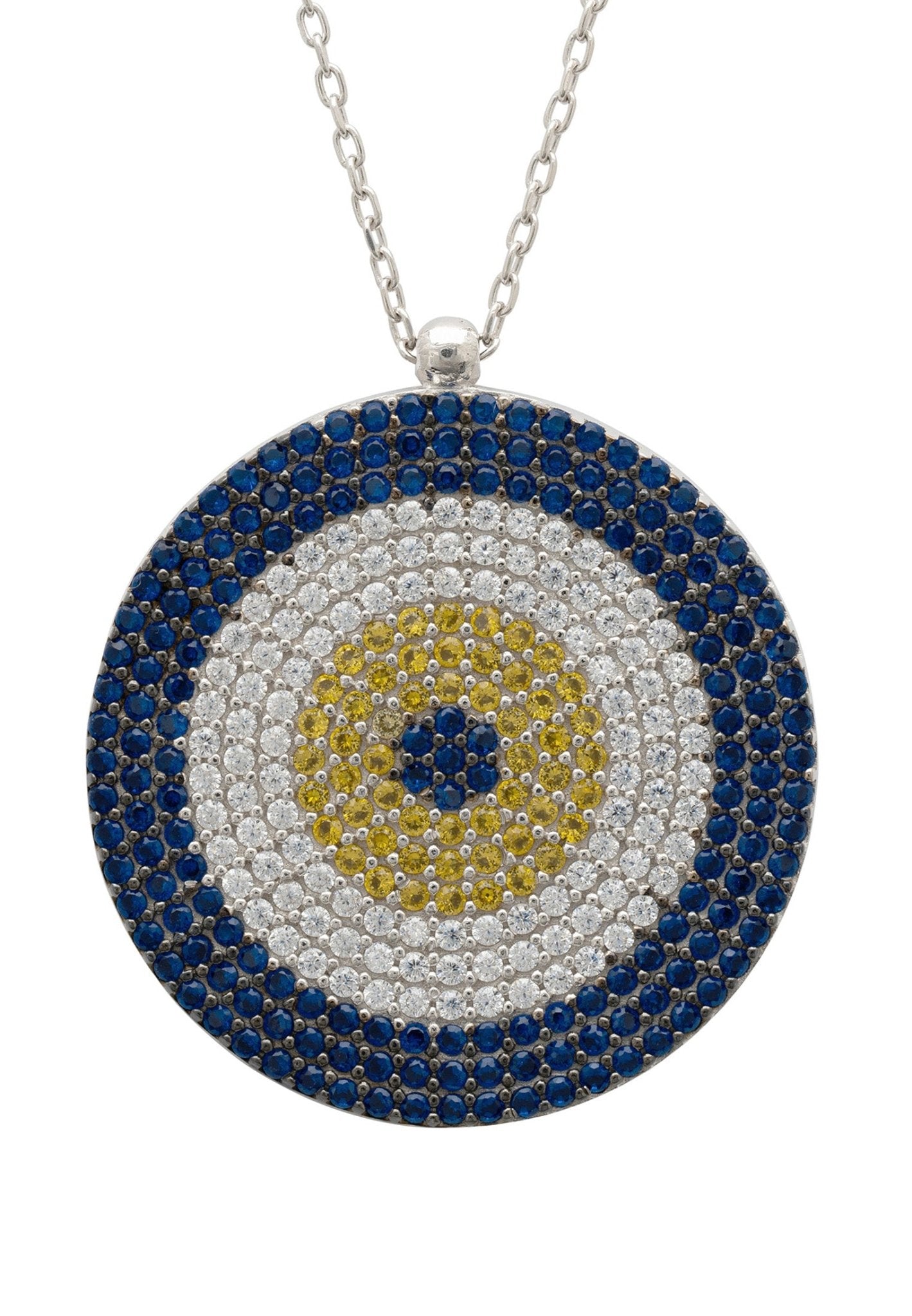 Evil Eye Pendant Necklace Large Blue Silver - LATELITA Necklaces