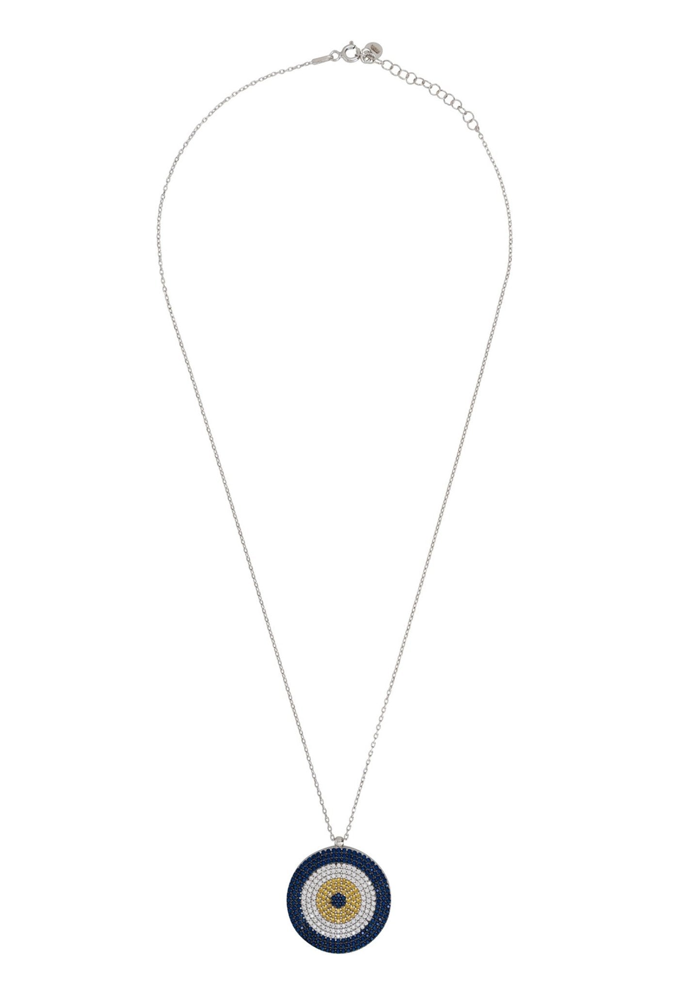 Evil Eye Pendant Necklace Large Blue Silver - LATELITA Necklaces