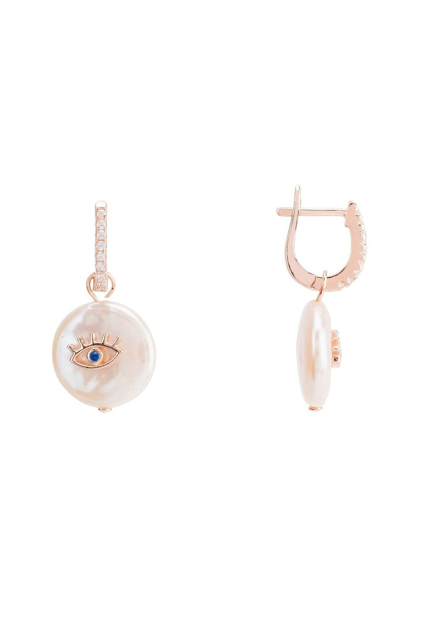 Eye With Pearl Earrings Rosegold - LATELITA Earrings